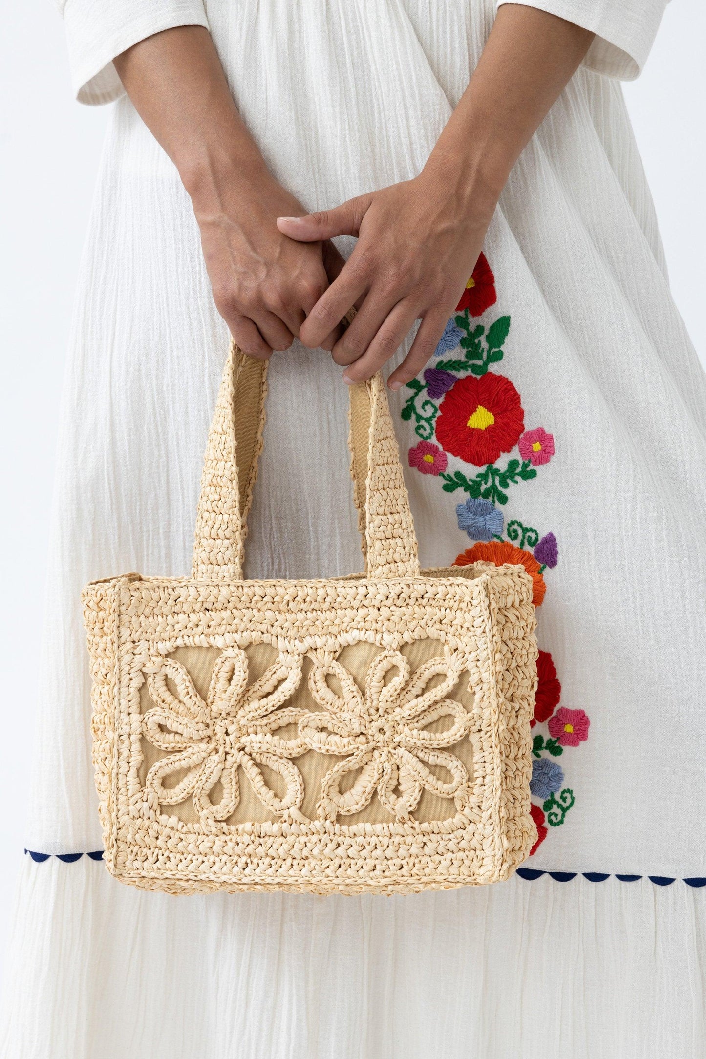 Braided raffia baguette bag Rosanna