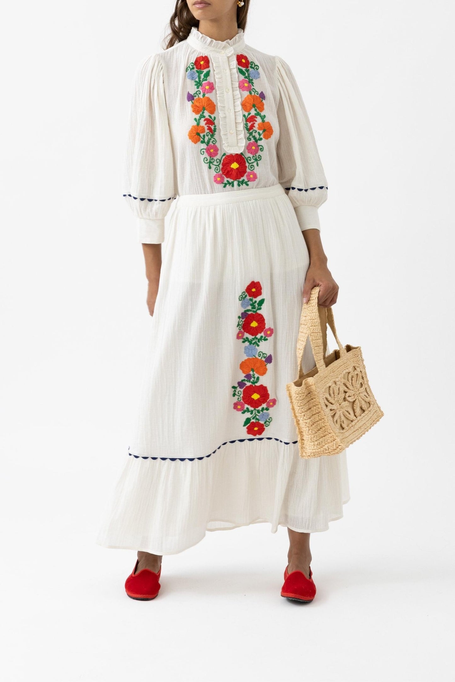 Braided raffia baguette bag Rosanna