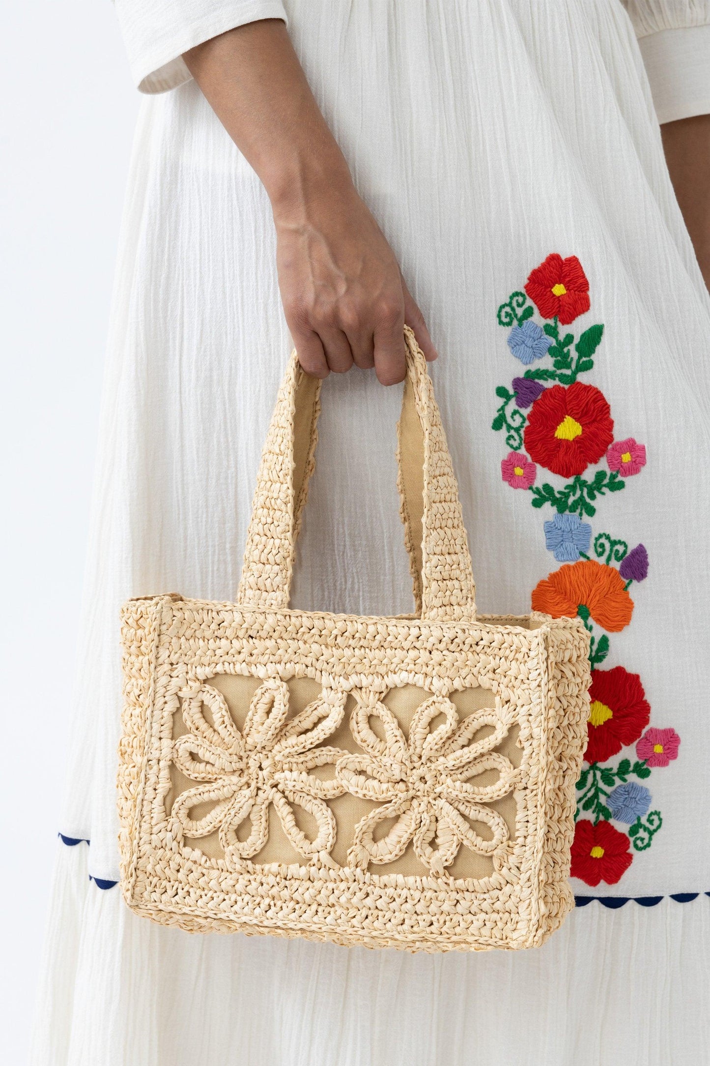 Braided raffia baguette bag Rosanna