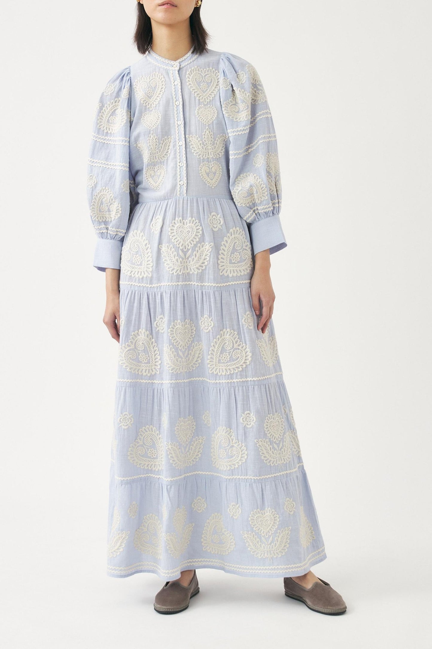 Maxi dress with Hungarian-inspired embroidery Rony
