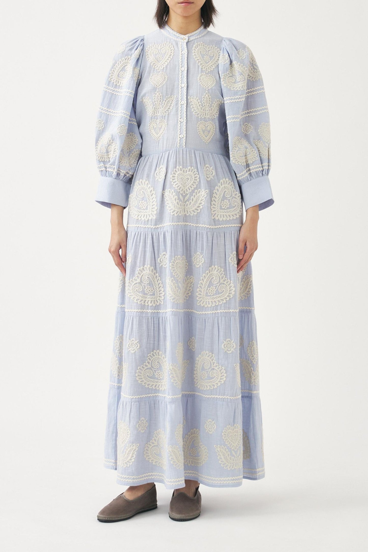Maxi dress with Hungarian-inspired embroidery Rony