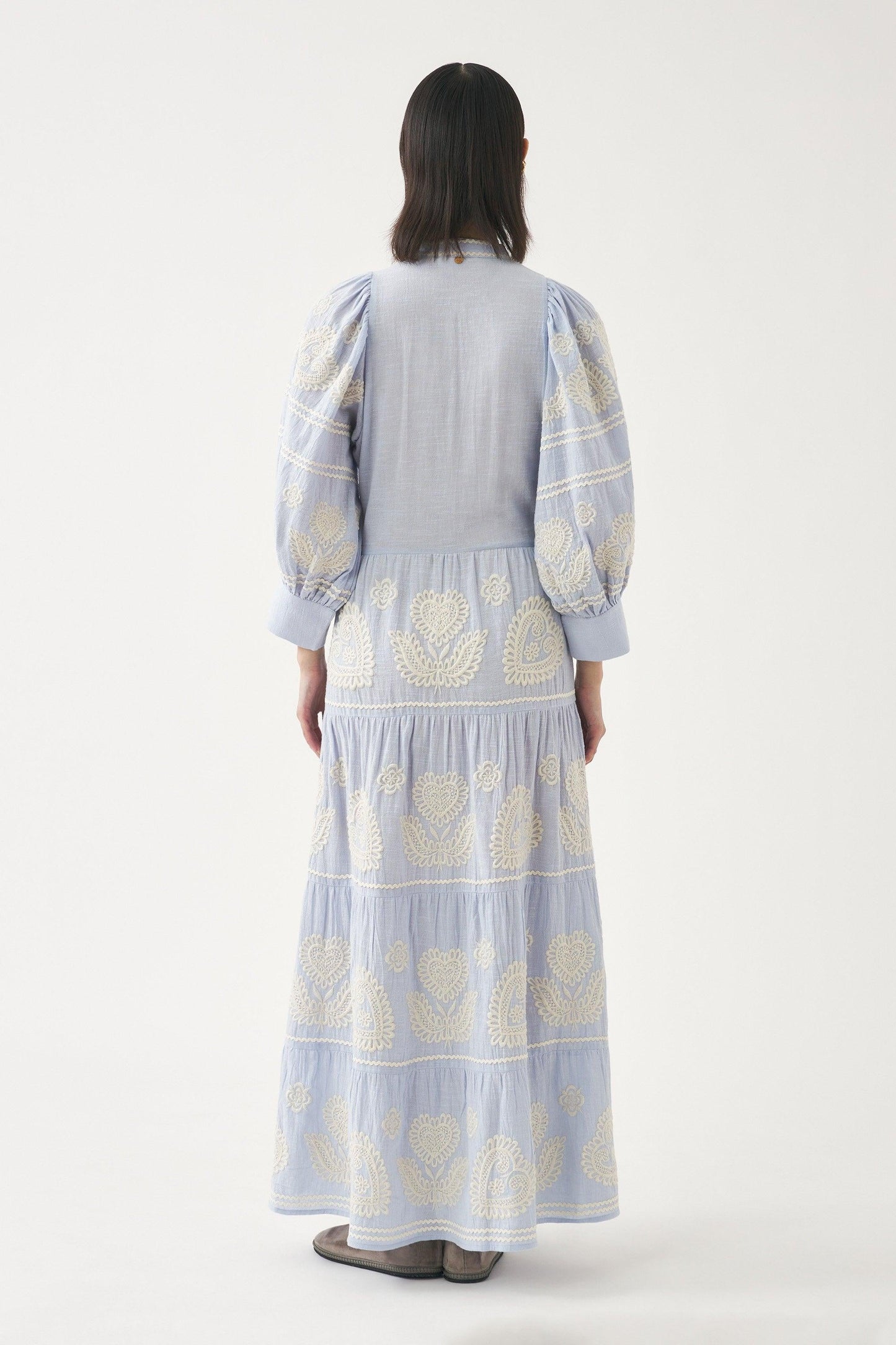 Maxi dress with Hungarian-inspired embroidery Rony