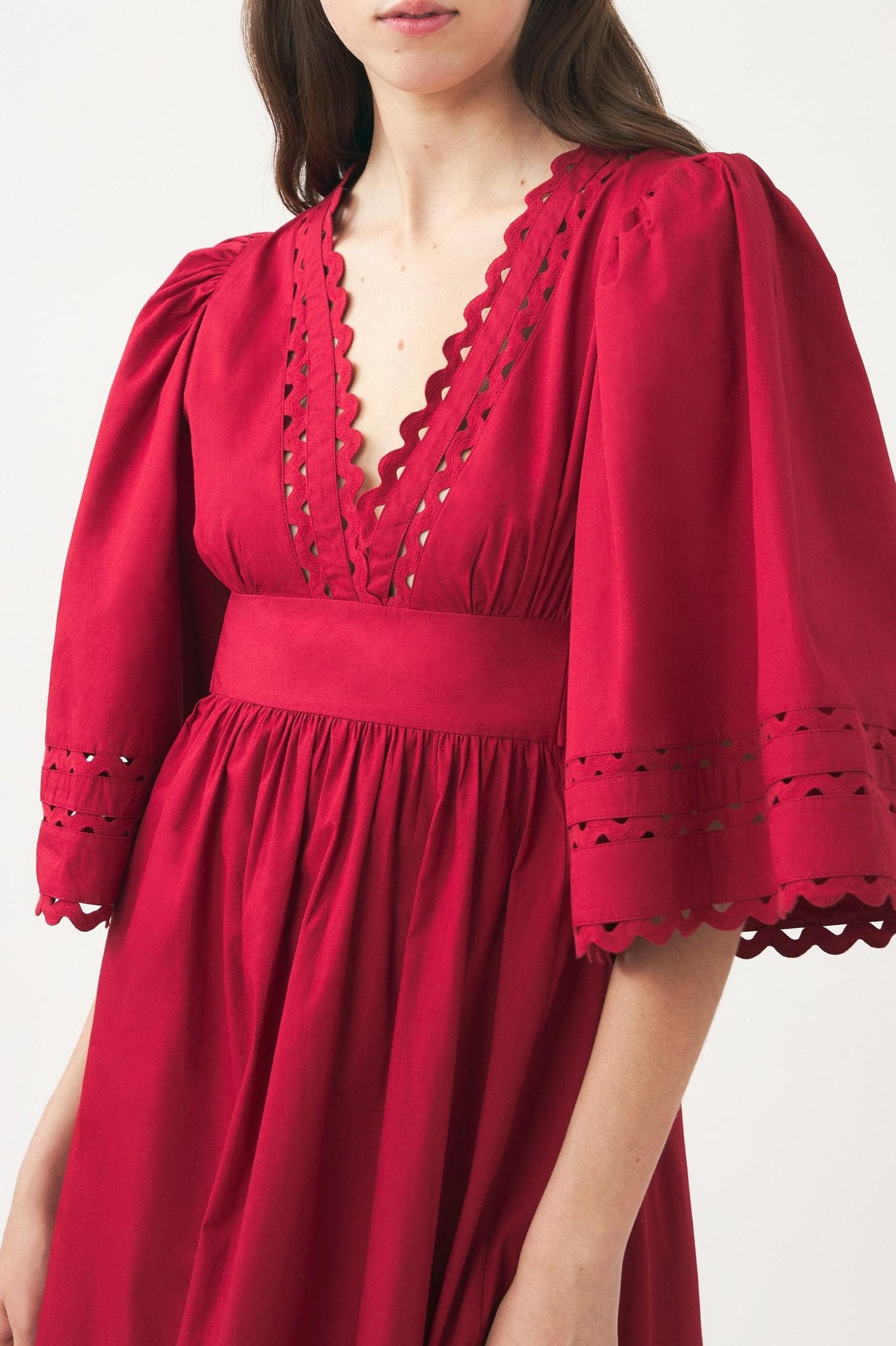 Cotton poplin openwork maxi dress Rodo