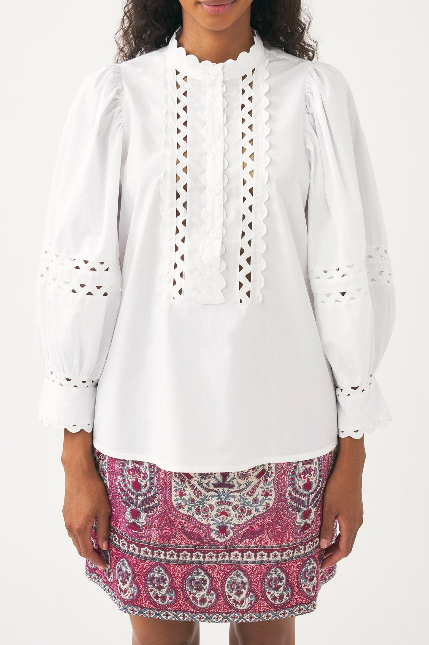 Cotton poplin openwork blouse Rodo