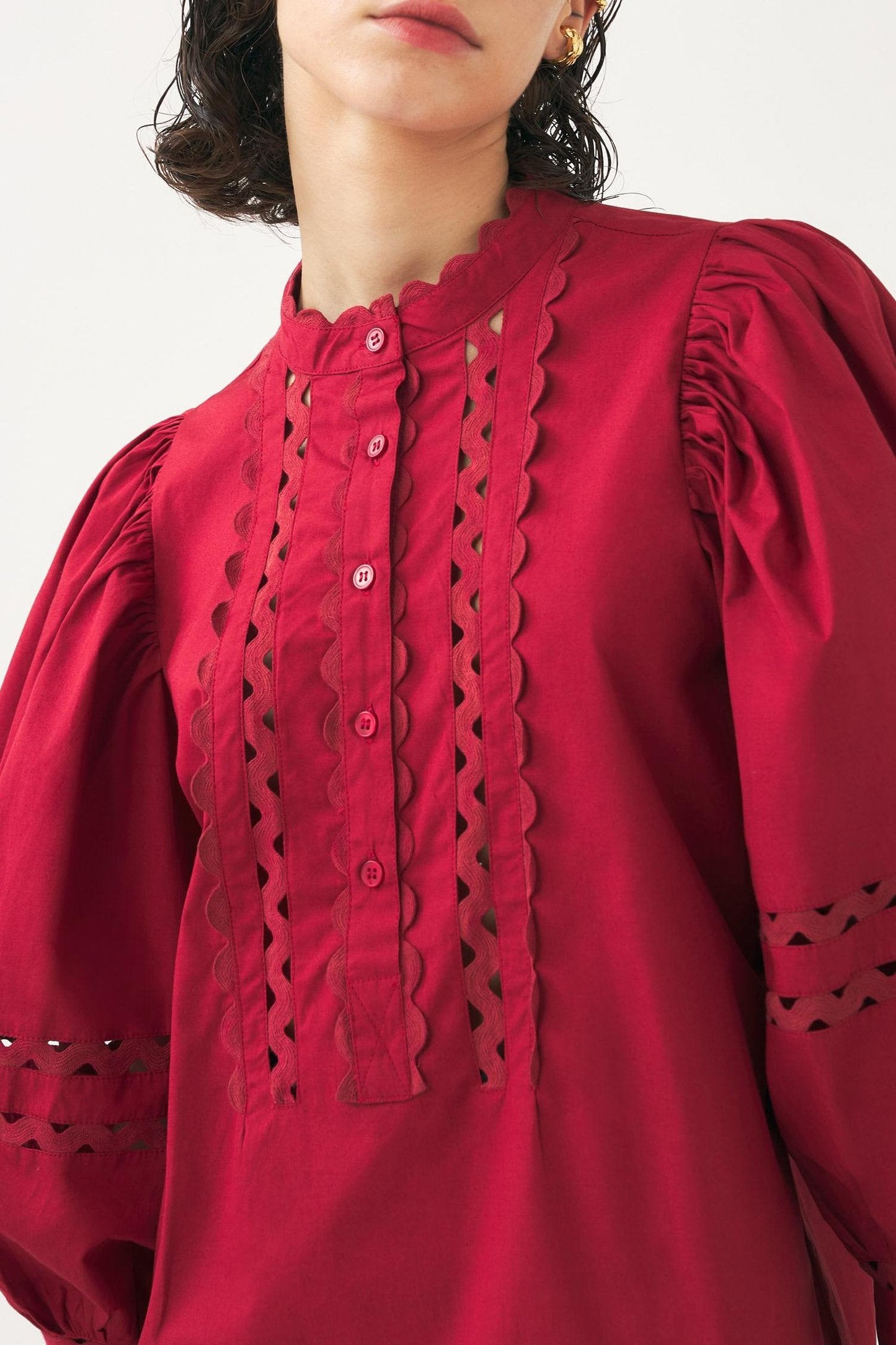 Cotton poplin openwork blouse Rodo