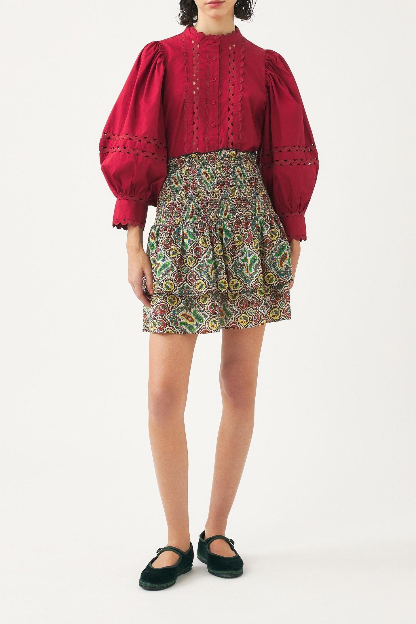 Cotton poplin openwork blouse Rodo