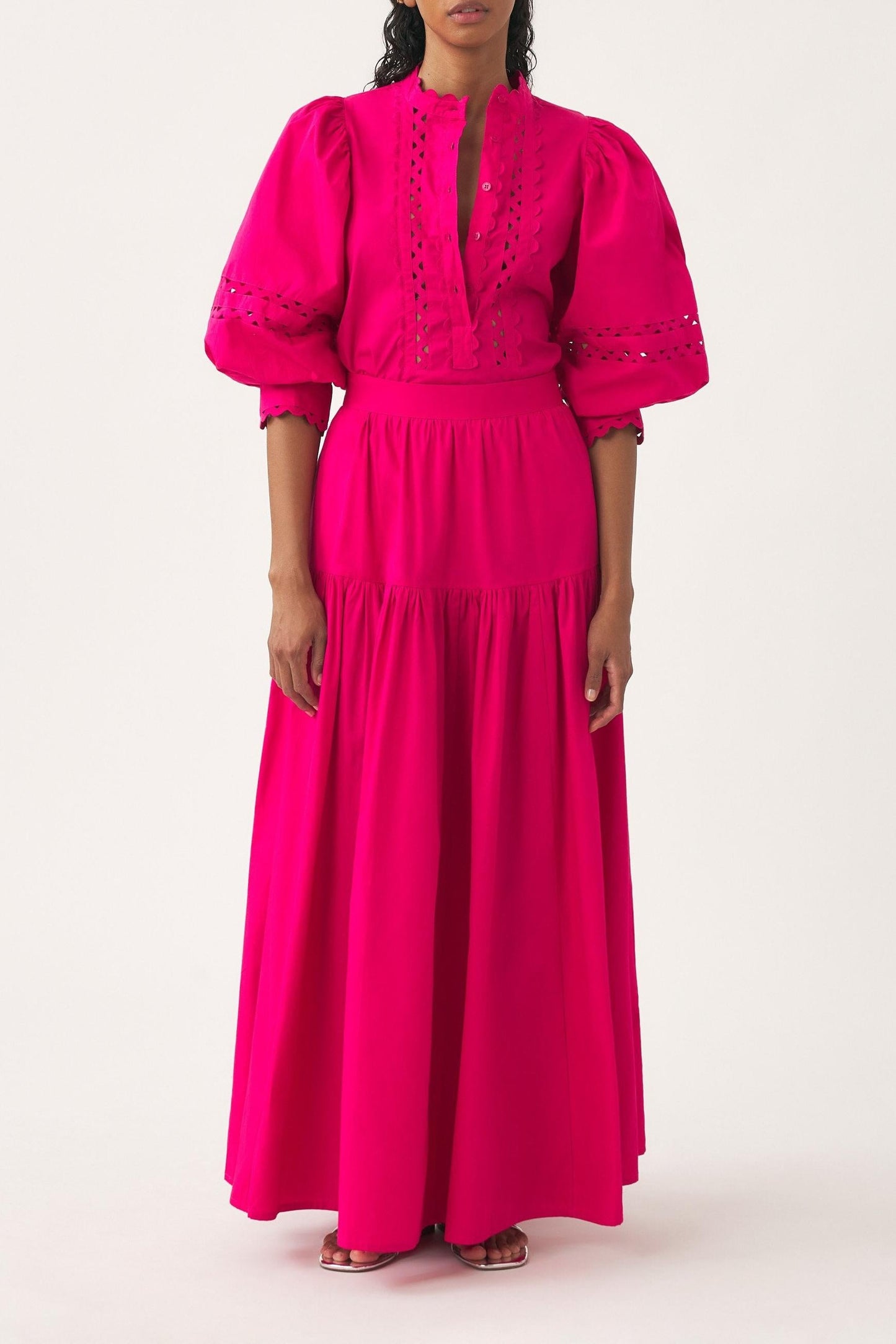 Cotton poplin openwork blouse Rodo