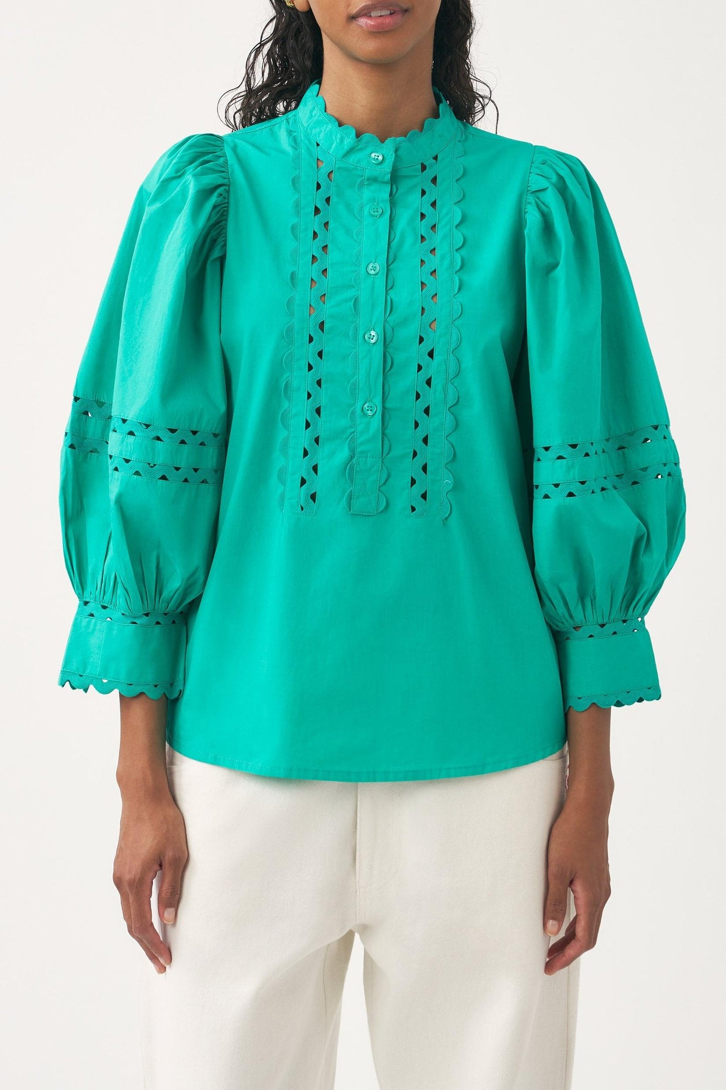 Cotton poplin openwork blouse Rodo