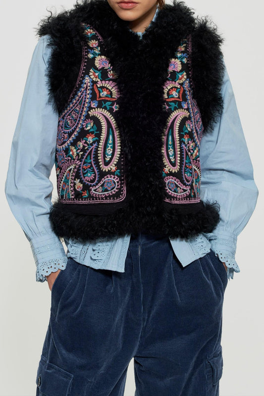 Wesley embroidered sleeveless gilet