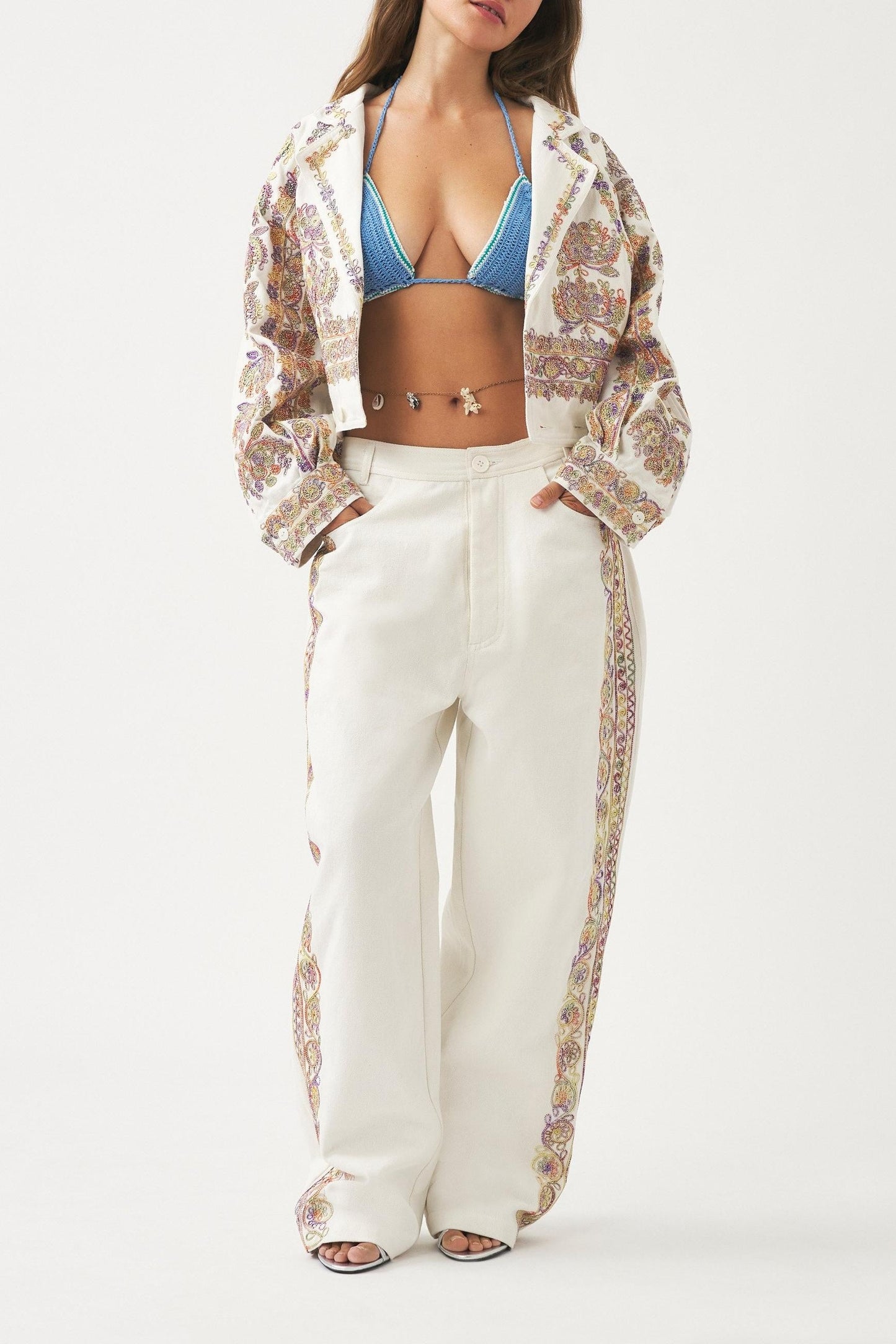 Hand-embroidered trousers Neil