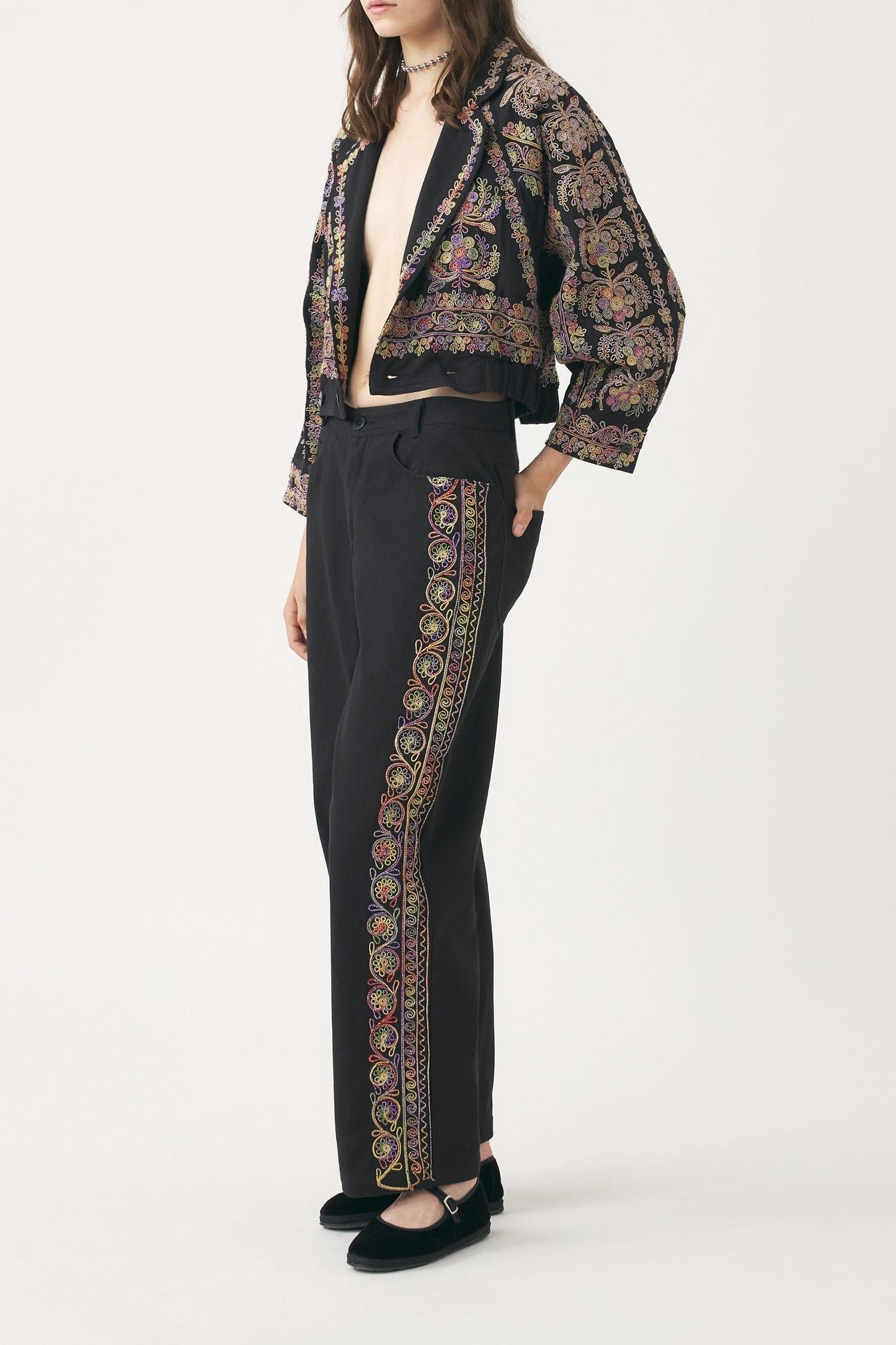 Hand-embroidered trousers Neil