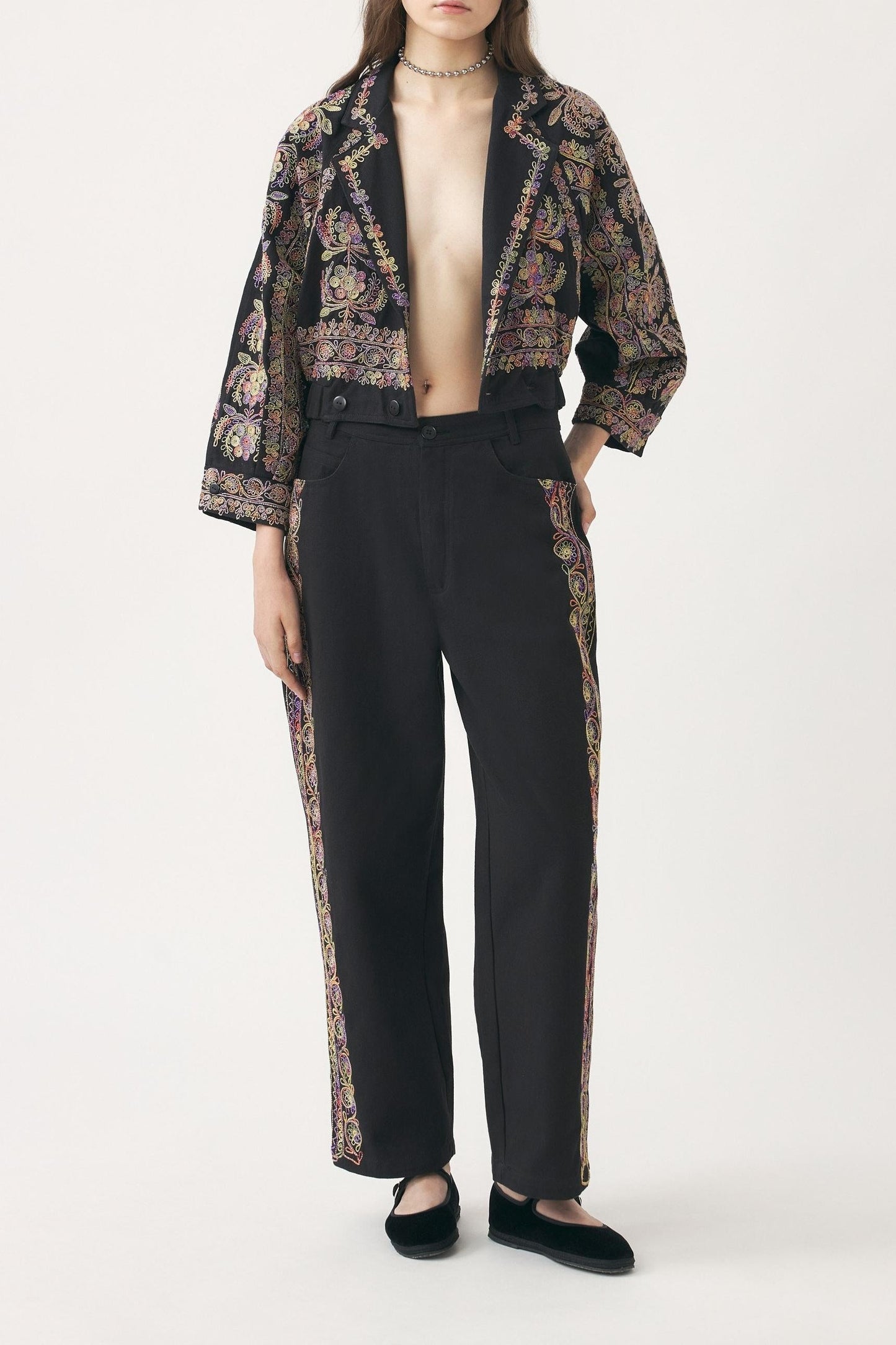 Hand-embroidered trousers Neil
