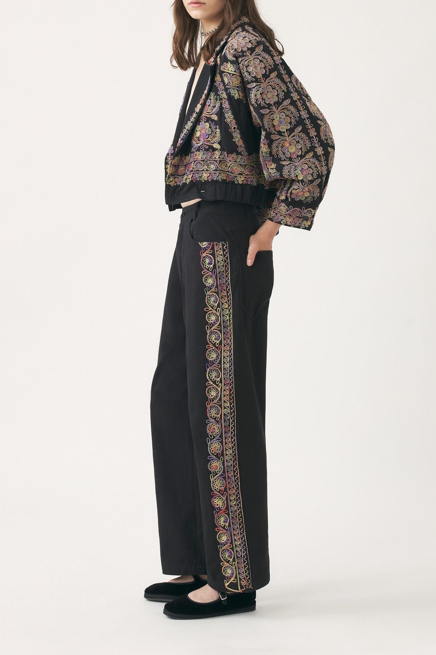Hand-embroidered trousers Neil