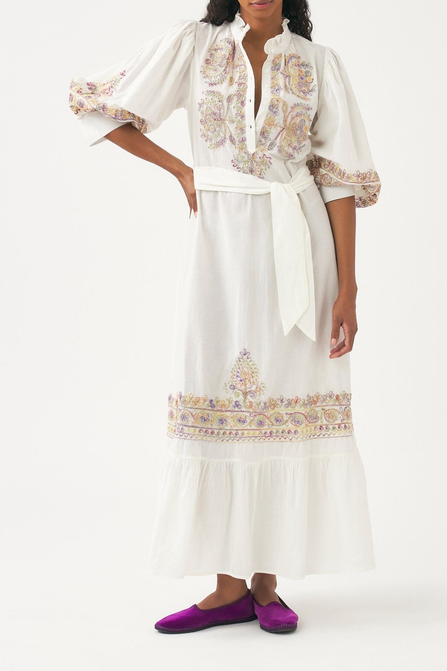 Hand-embroidered maxi dress Neil