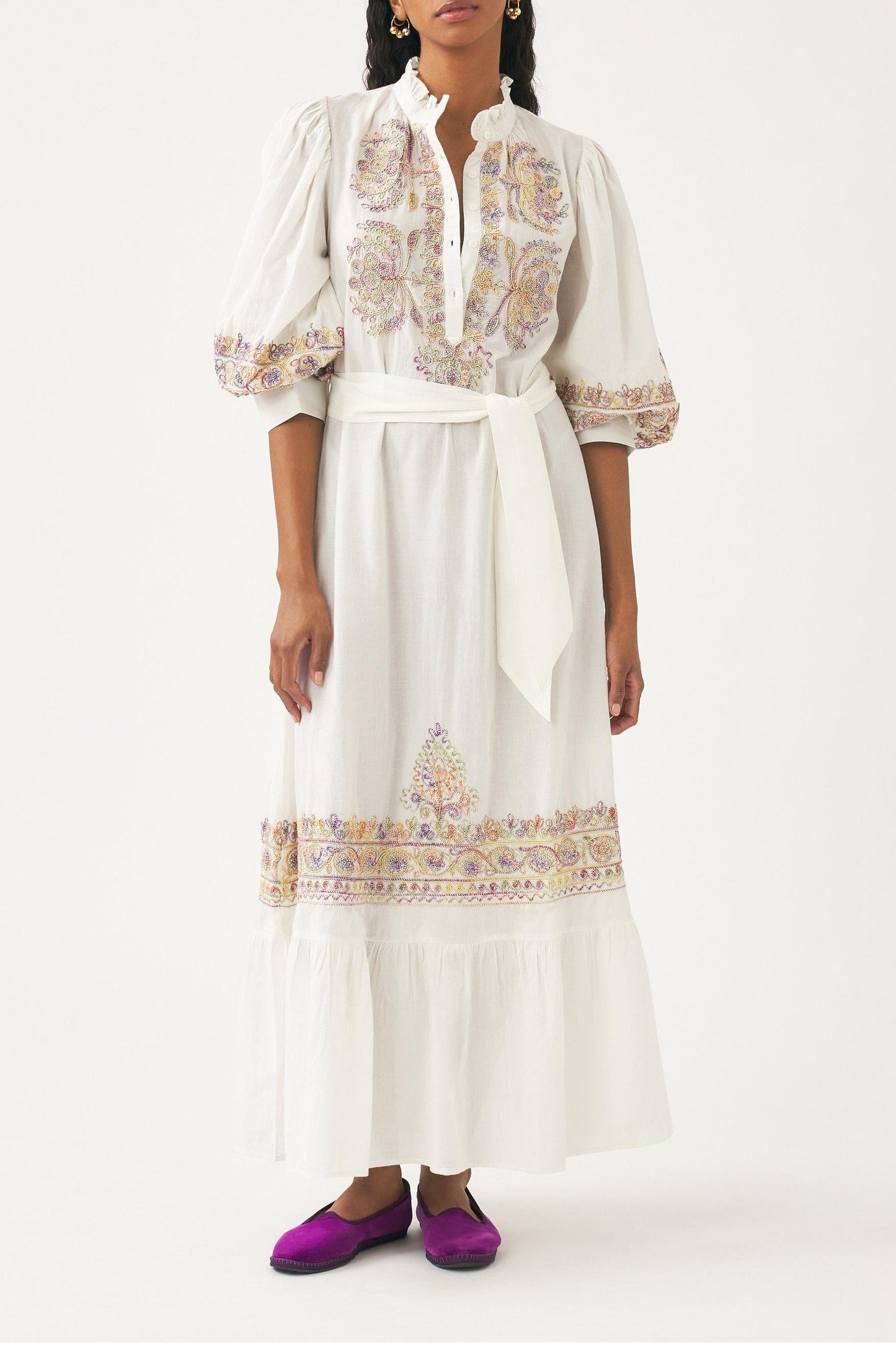 Hand-embroidered maxi dress Neil