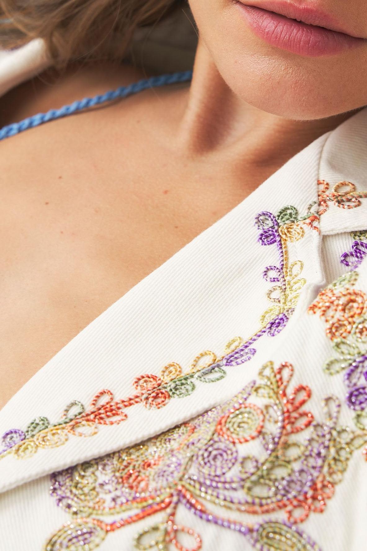 Hand-embroidered raglan-sleeve jacket Neil