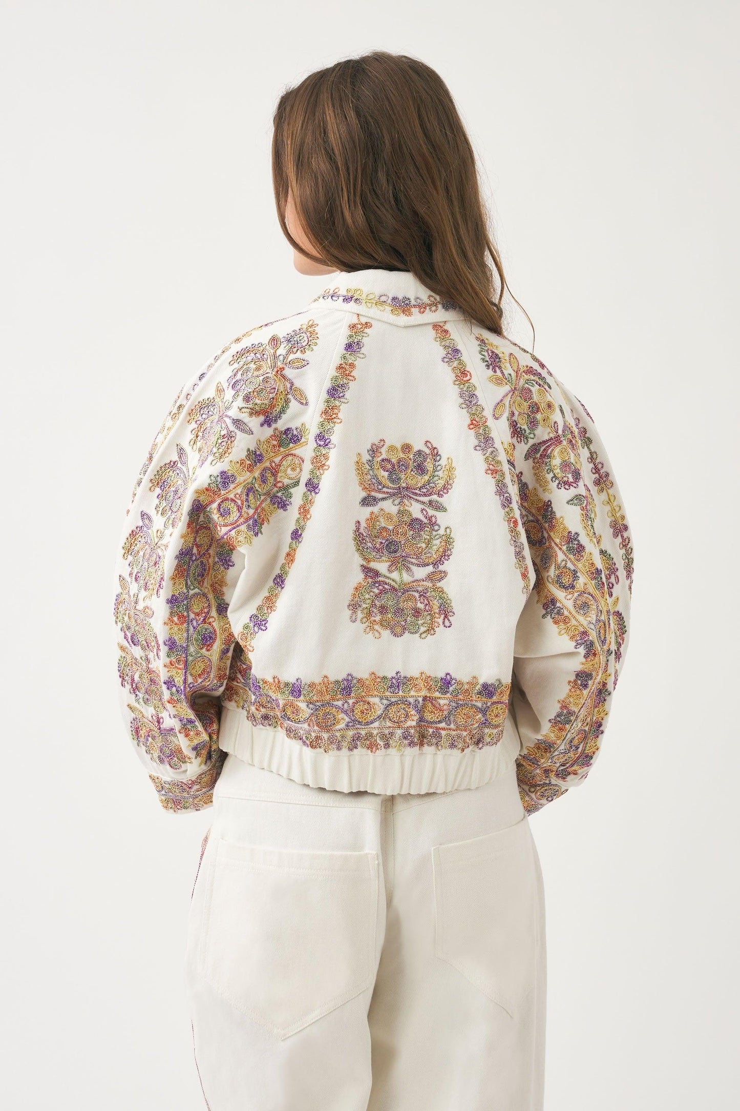Hand-embroidered raglan-sleeve jacket Neil