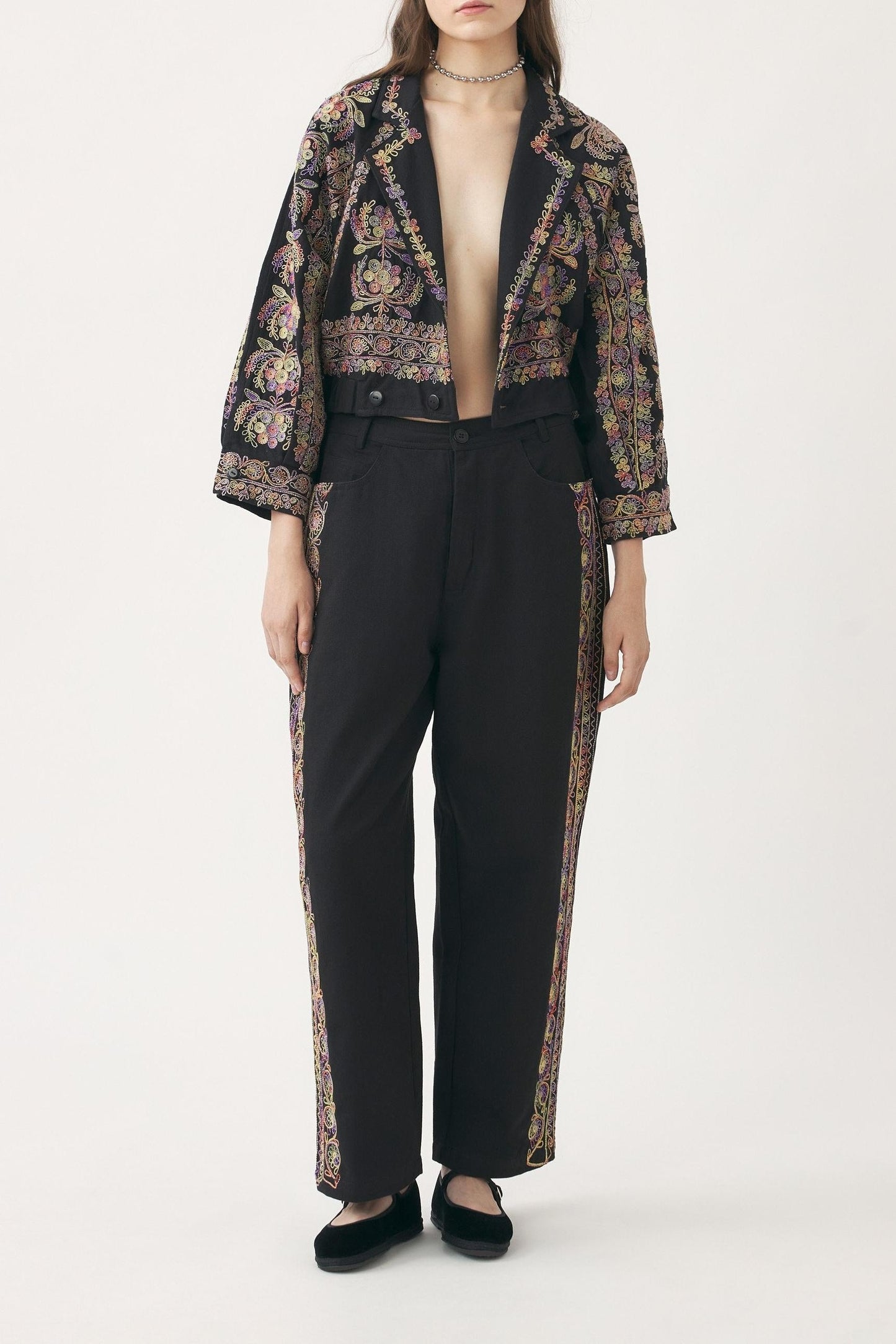 Hand-embroidered raglan-sleeve jacket Neil