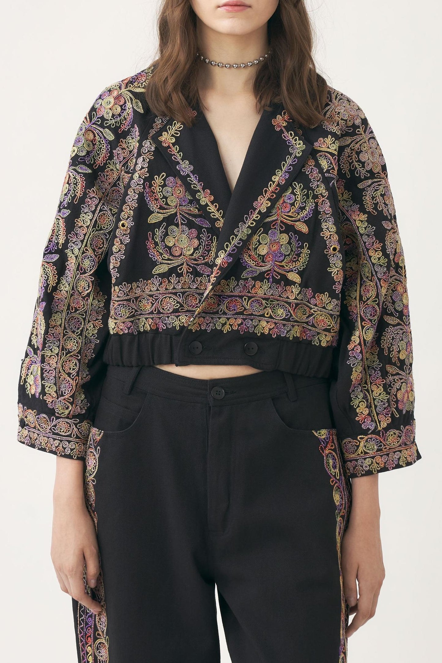 Hand-embroidered raglan-sleeve jacket Neil