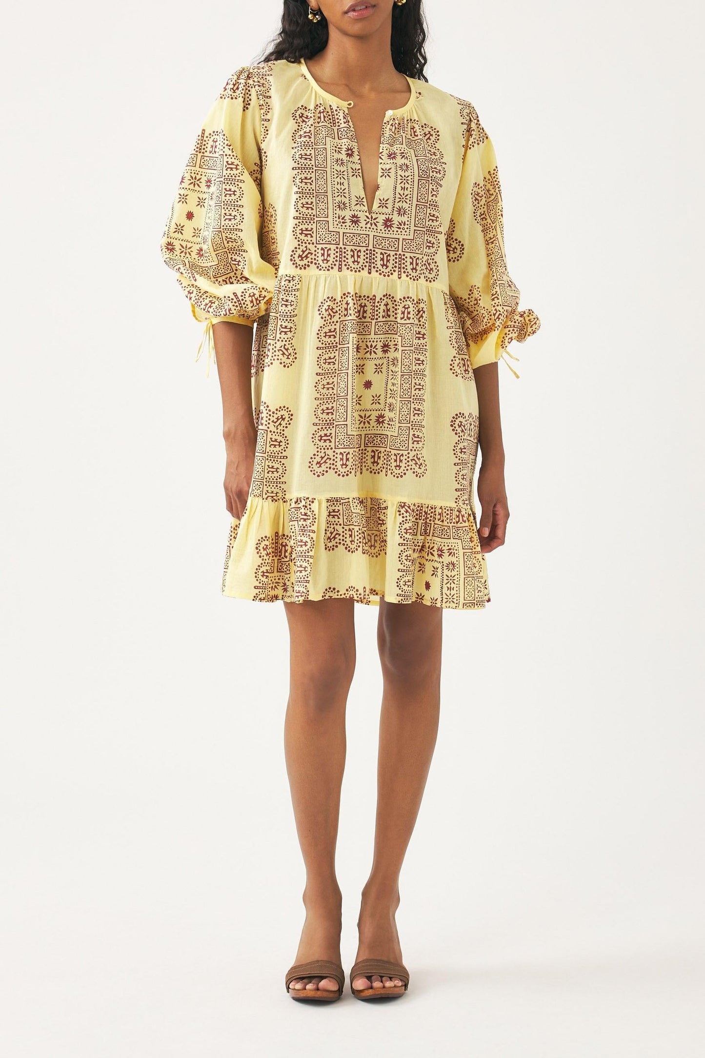 Cotton voile print mini dress Nalii
