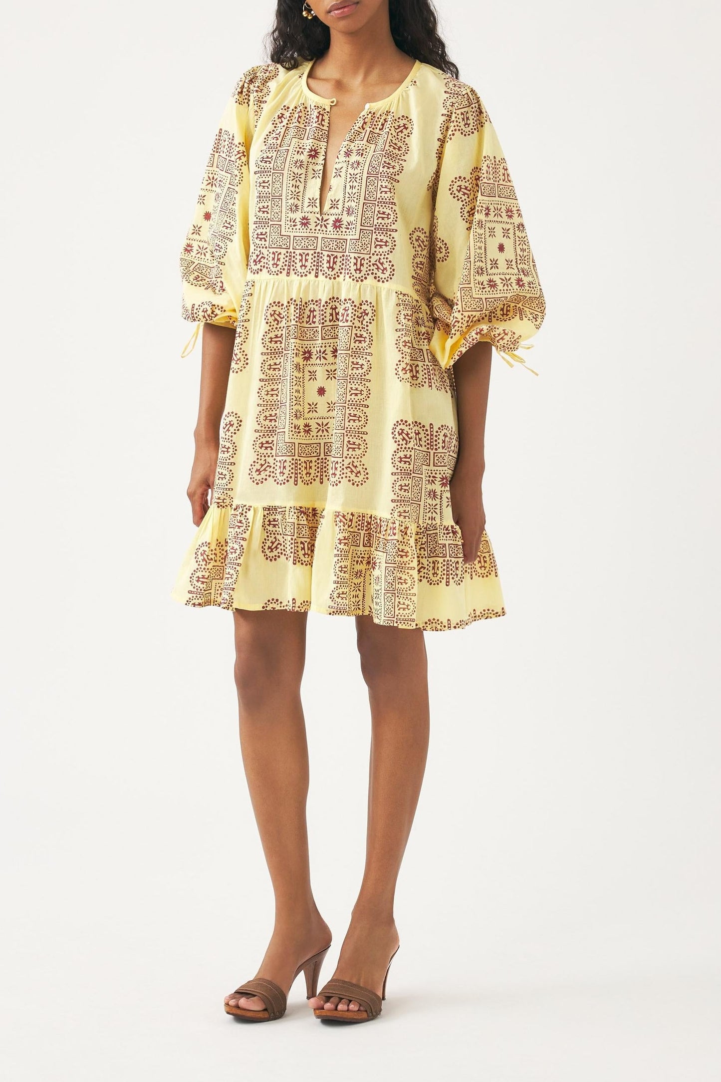 Cotton voile print mini dress Nalii