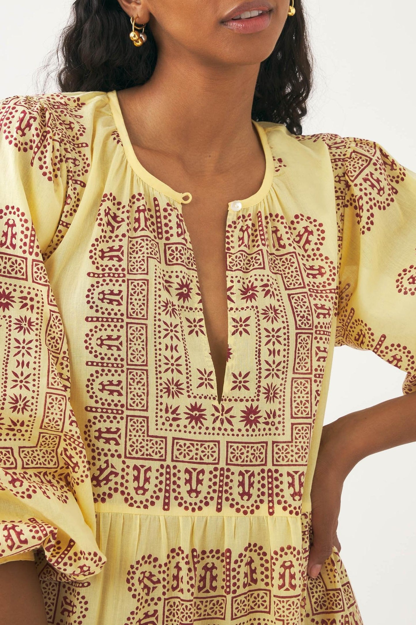 Cotton voile print mini dress Nalii