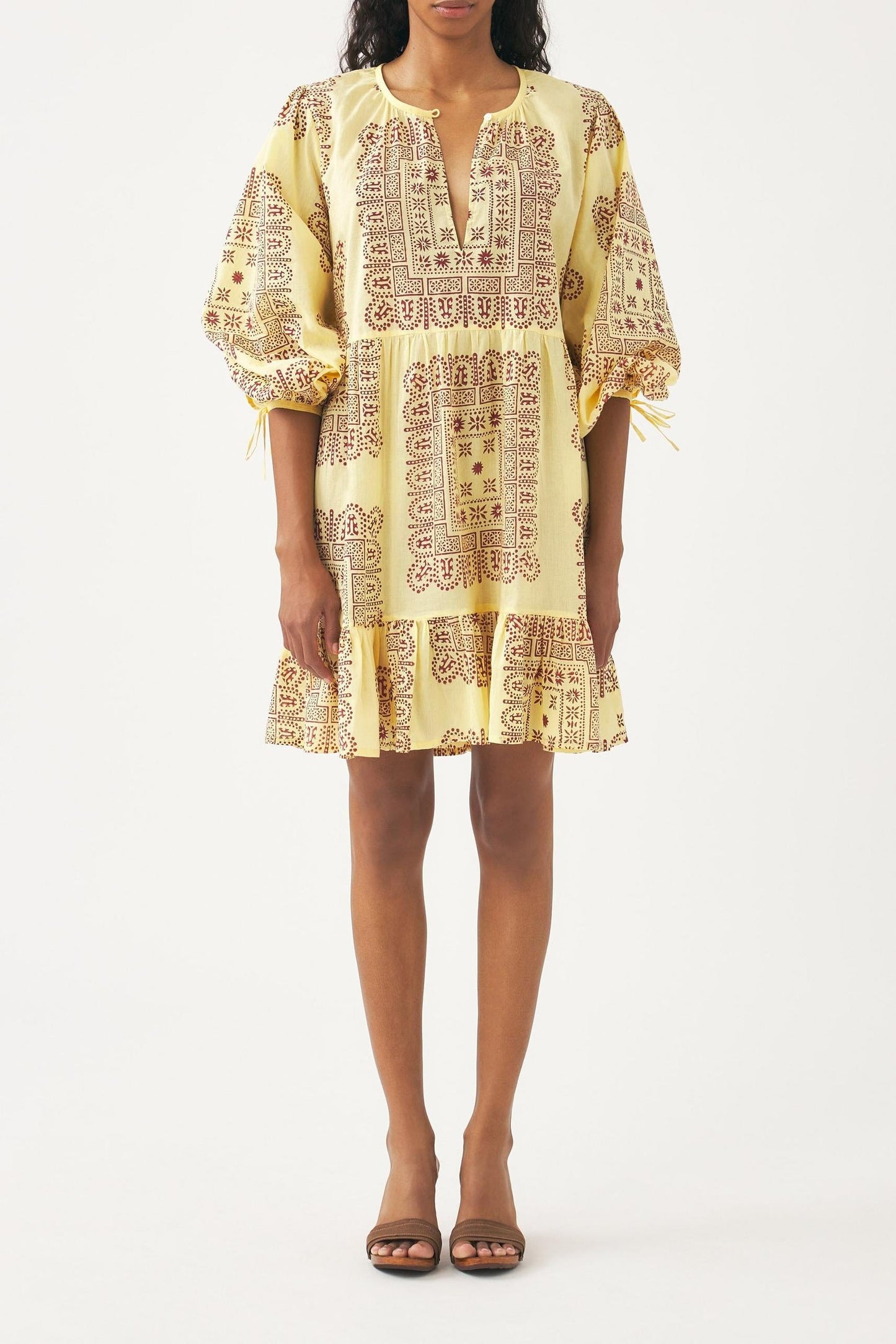 Cotton voile print mini dress Nalii