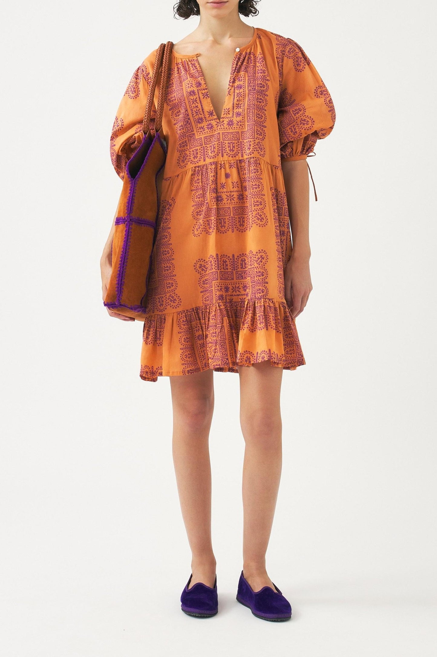 Cotton voile print mini dress Nalii