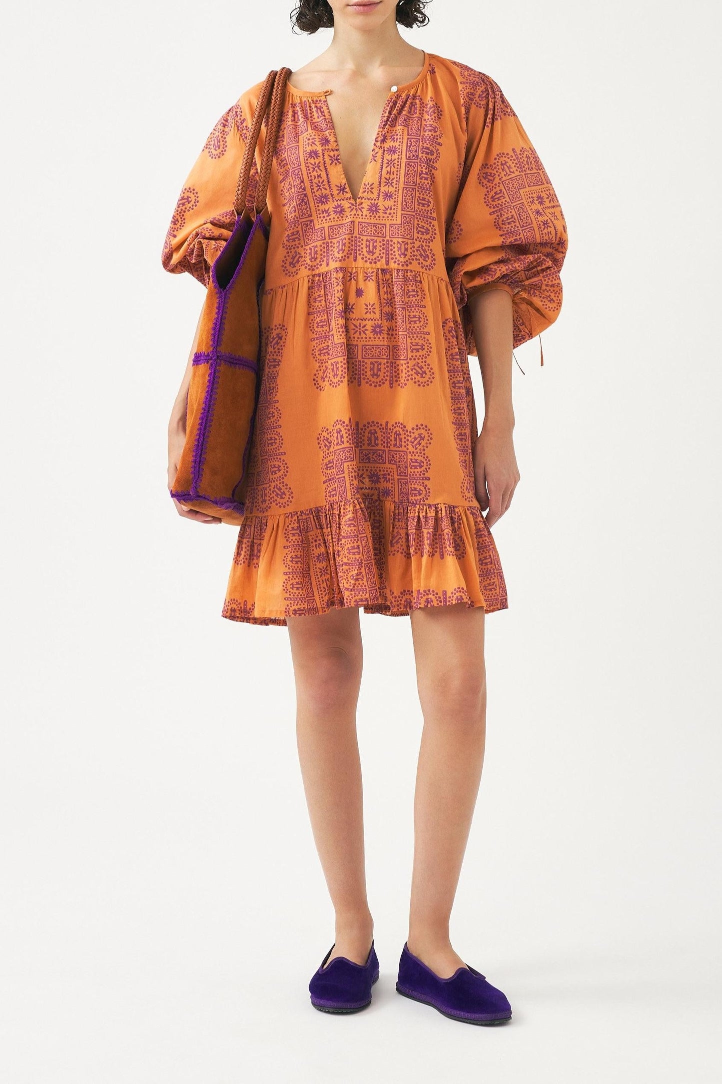 Cotton voile print mini dress Nalii
