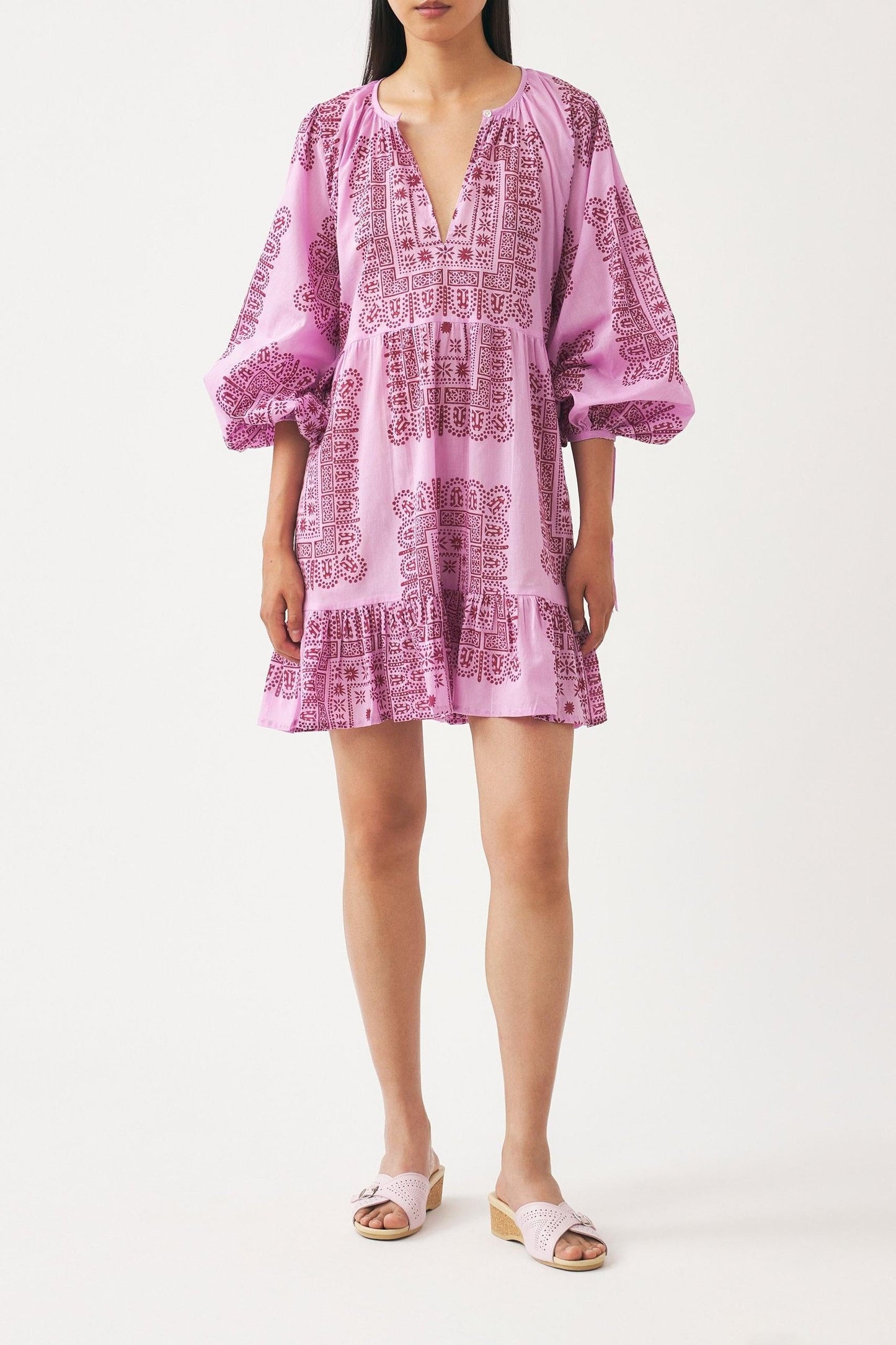 Cotton voile print mini dress Nalii