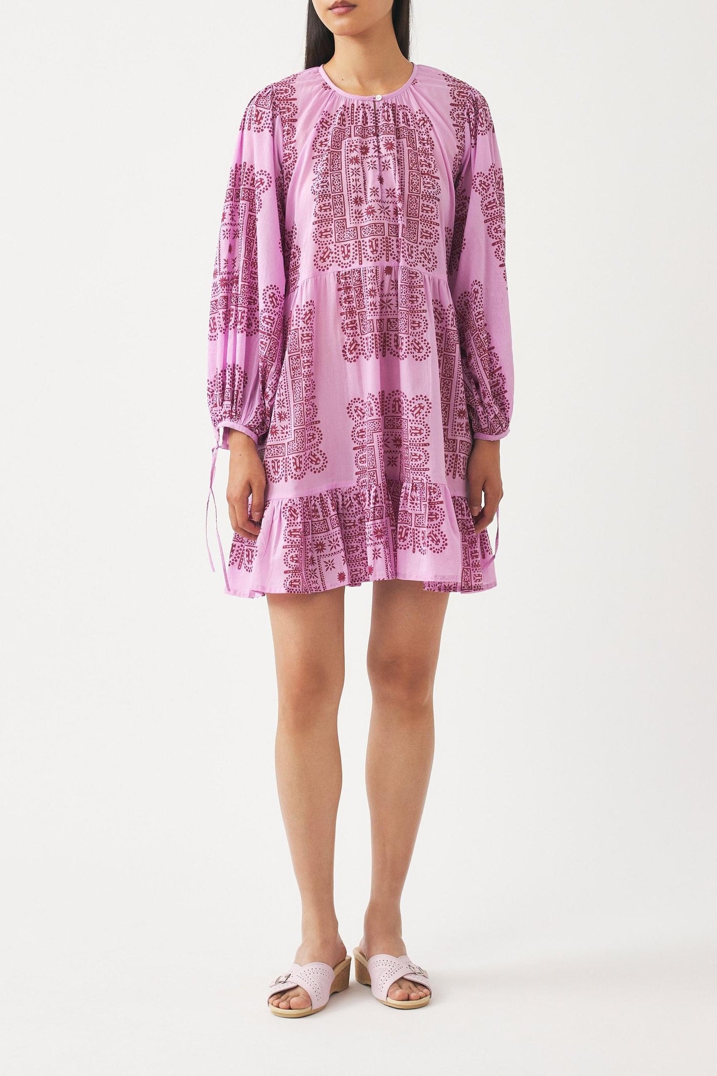 Cotton voile print mini dress Nalii
