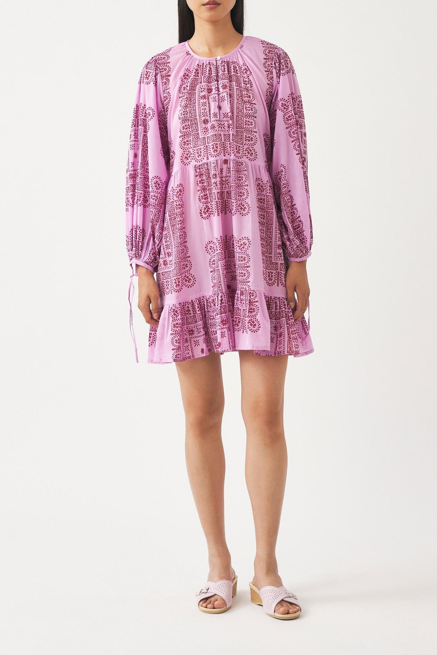 Cotton voile print mini dress Nalii