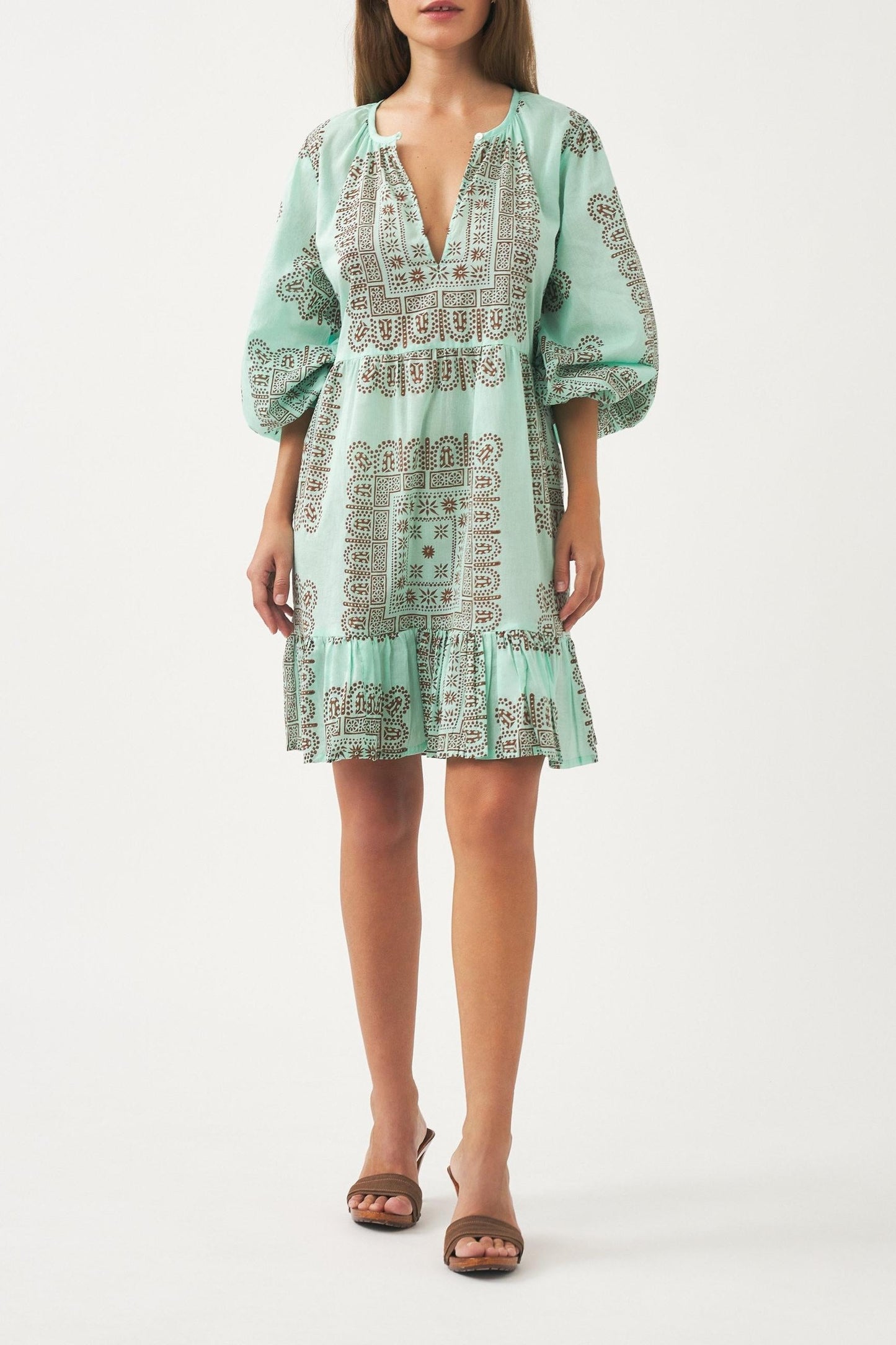 Cotton voile print mini dress Nalii