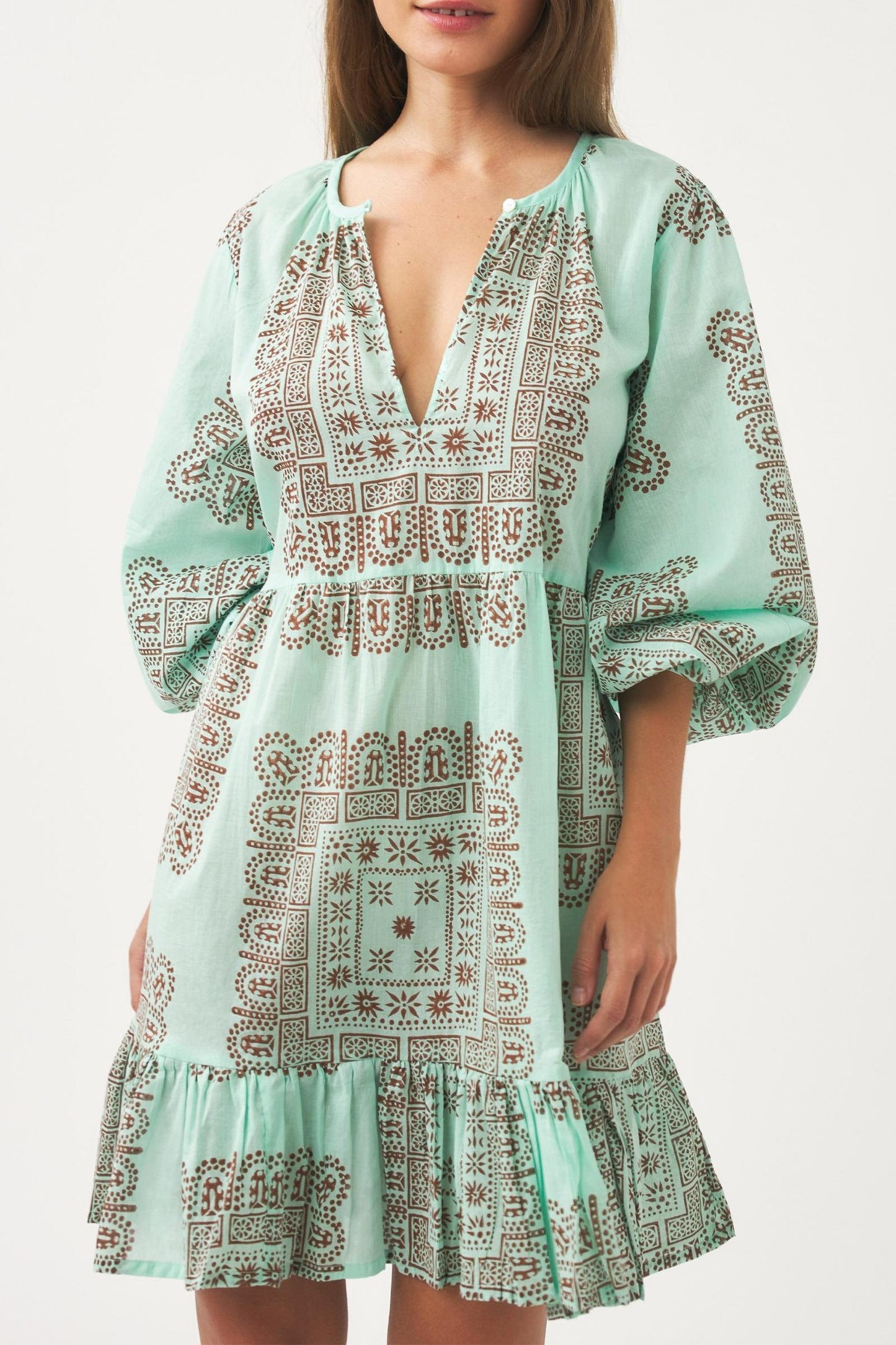 Cotton voile print mini dress Nalii