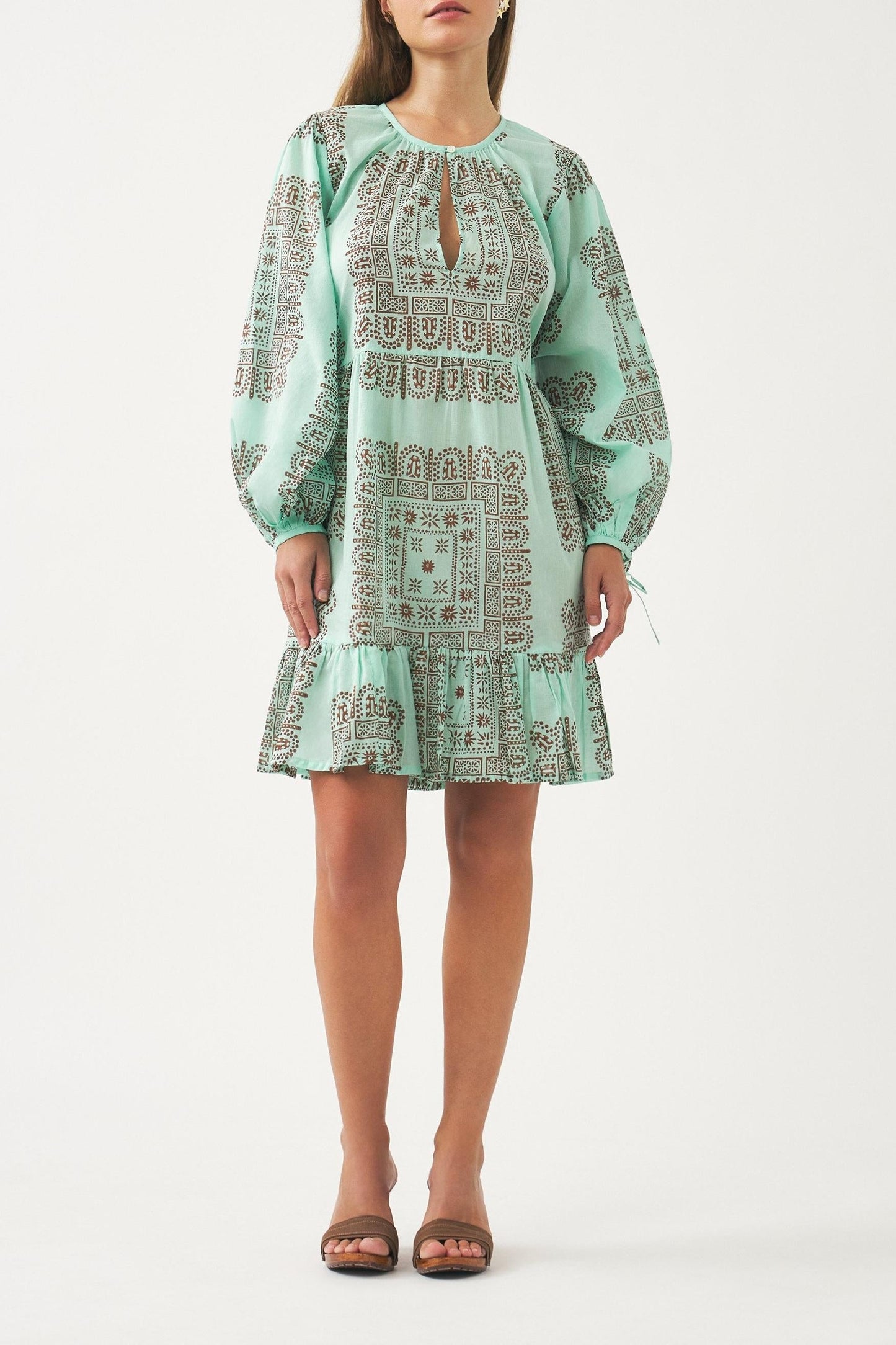Cotton voile print mini dress Nalii