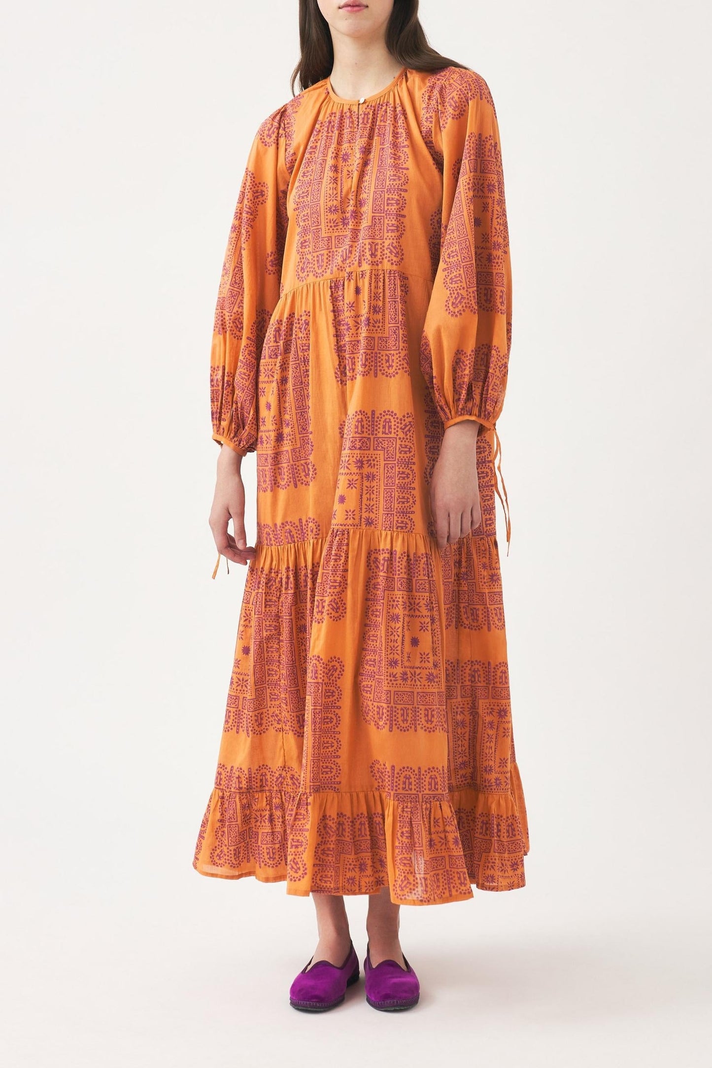 Cotton voile print maxi dress Nalii