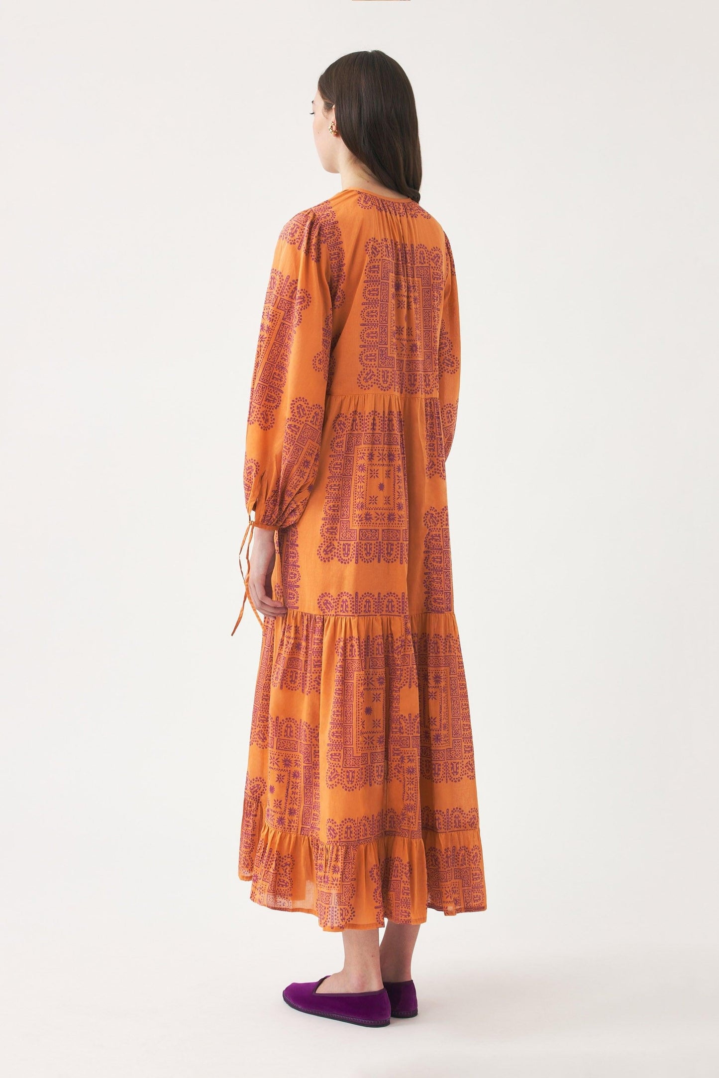 Cotton voile print maxi dress Nalii