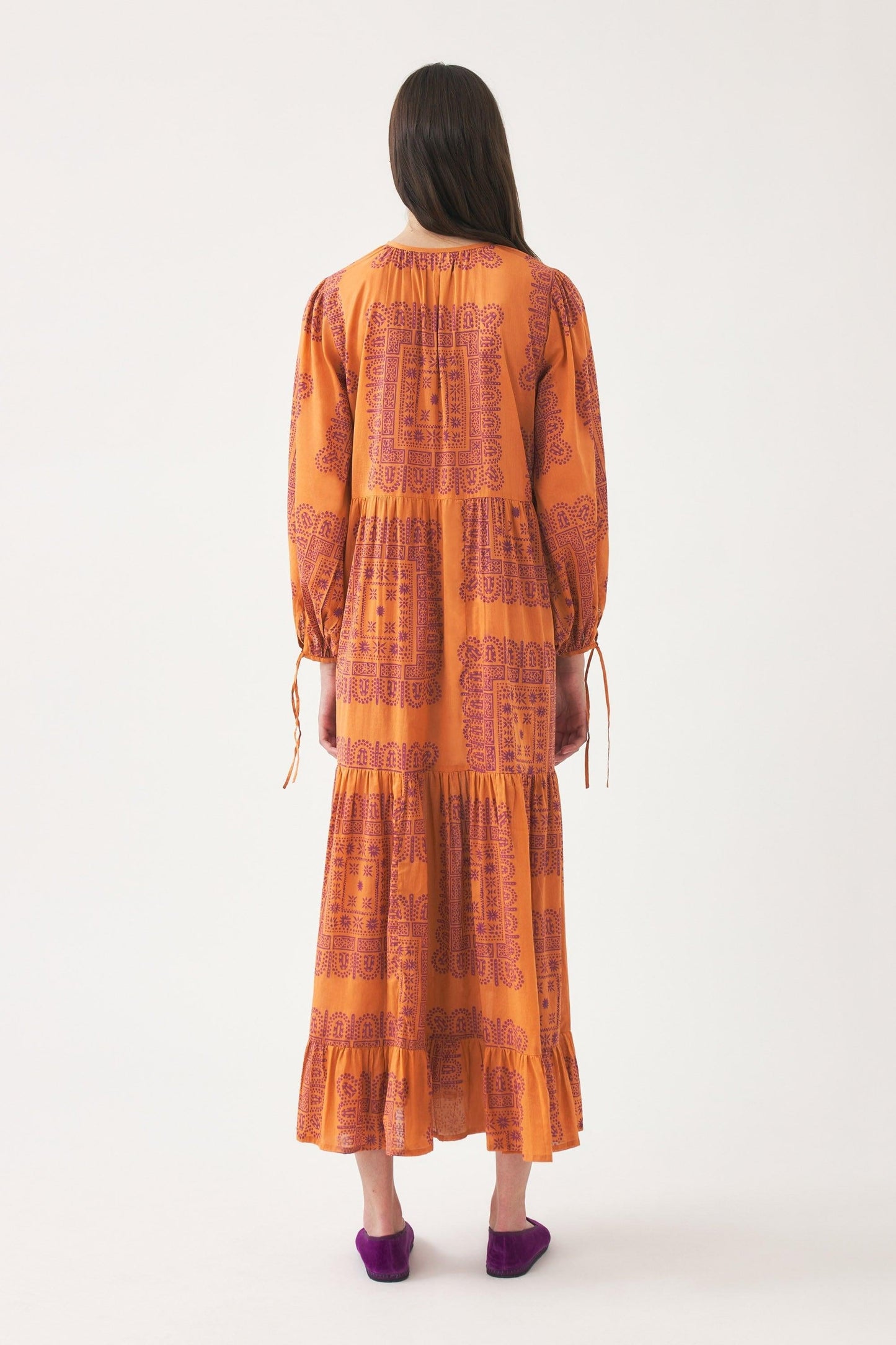 Cotton voile print maxi dress Nalii