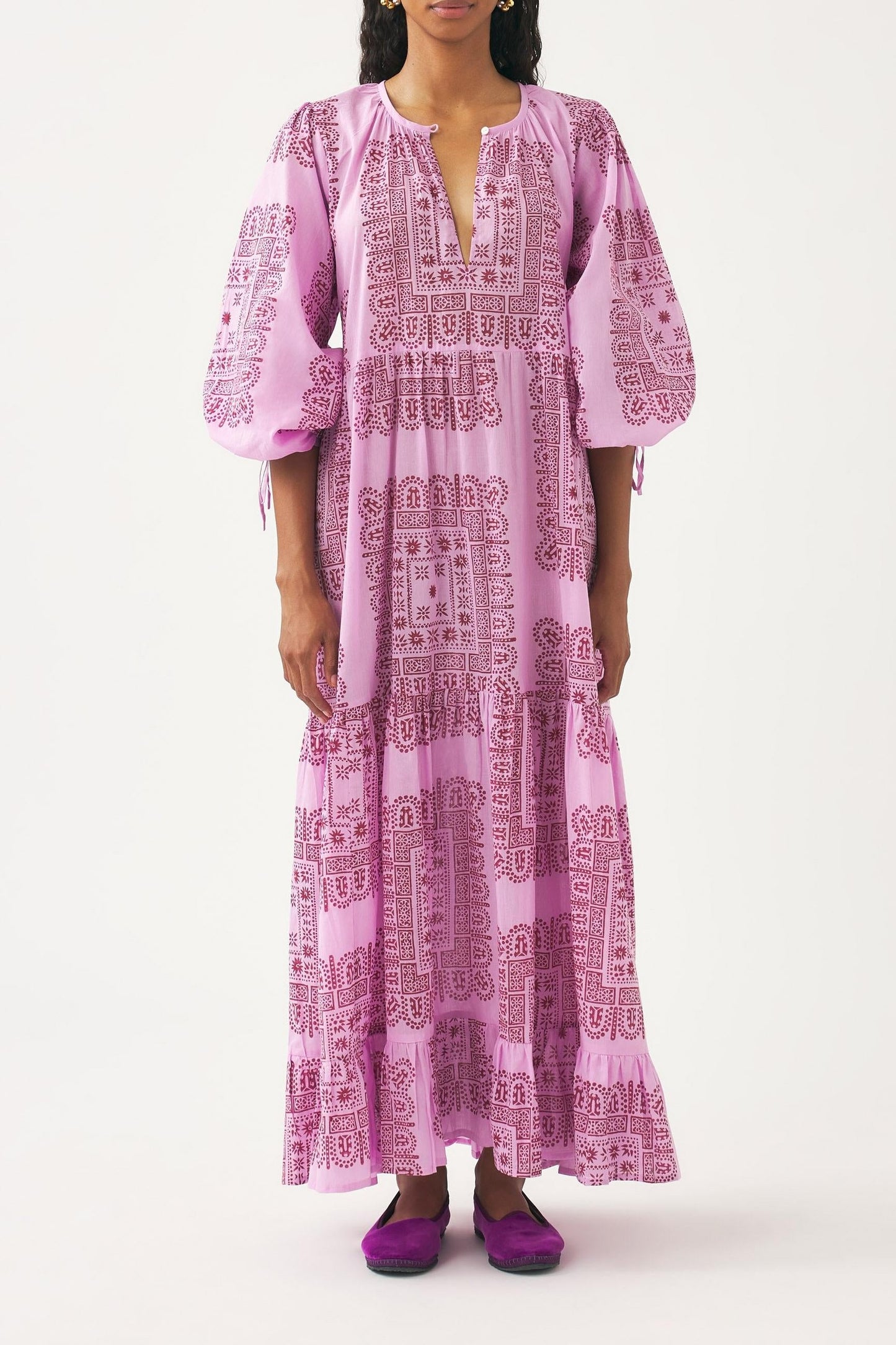 Cotton voile print maxi dress Nalii