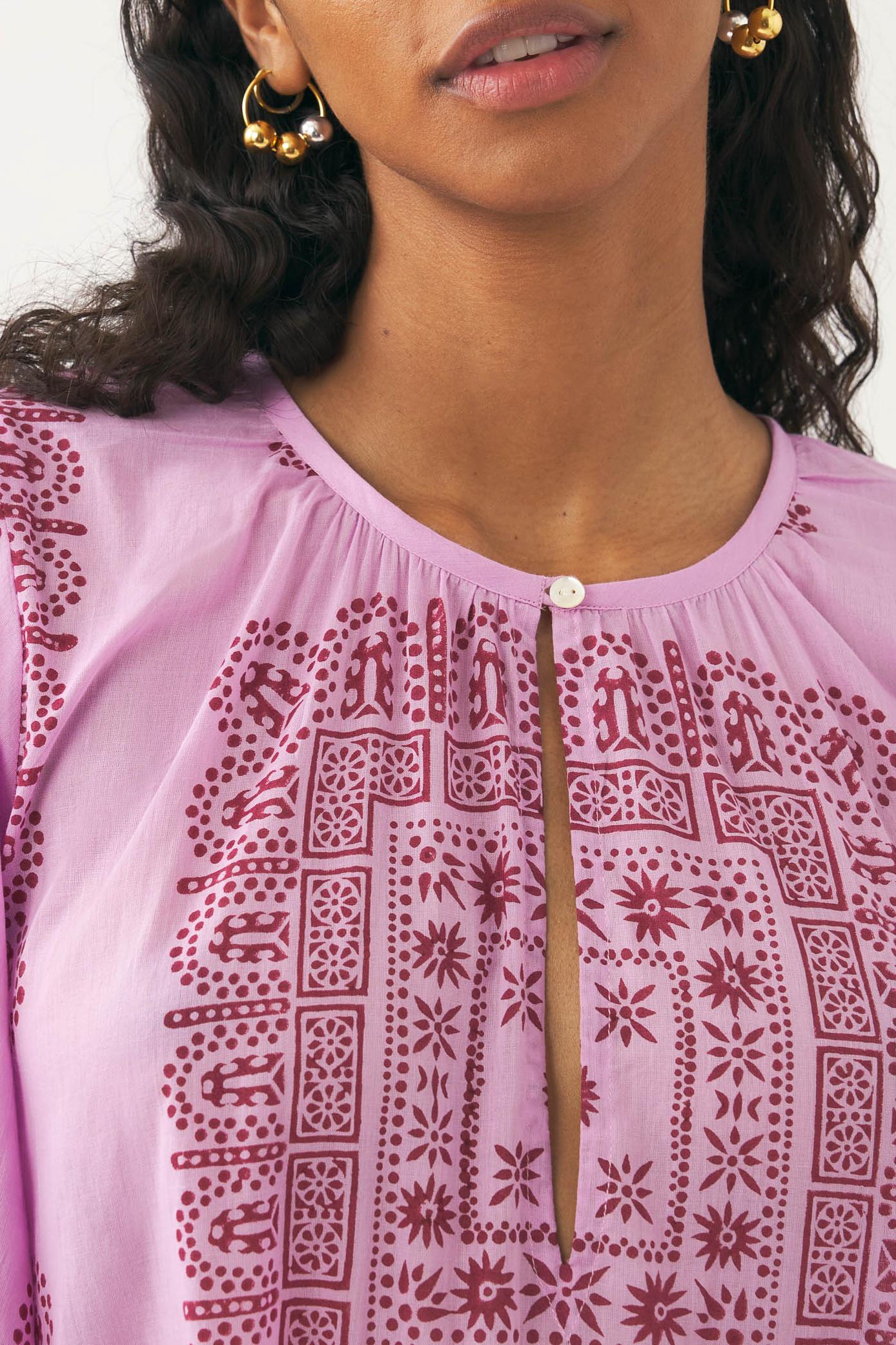 Cotton voile print maxi dress Nalii
