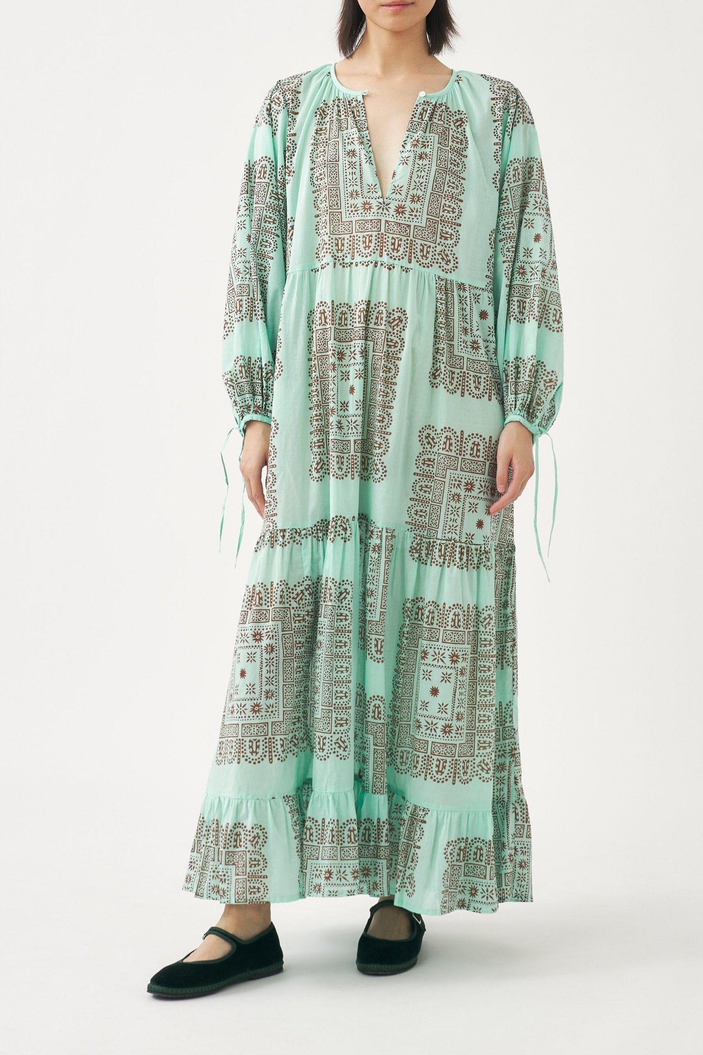 Cotton voile print maxi dress Nalii