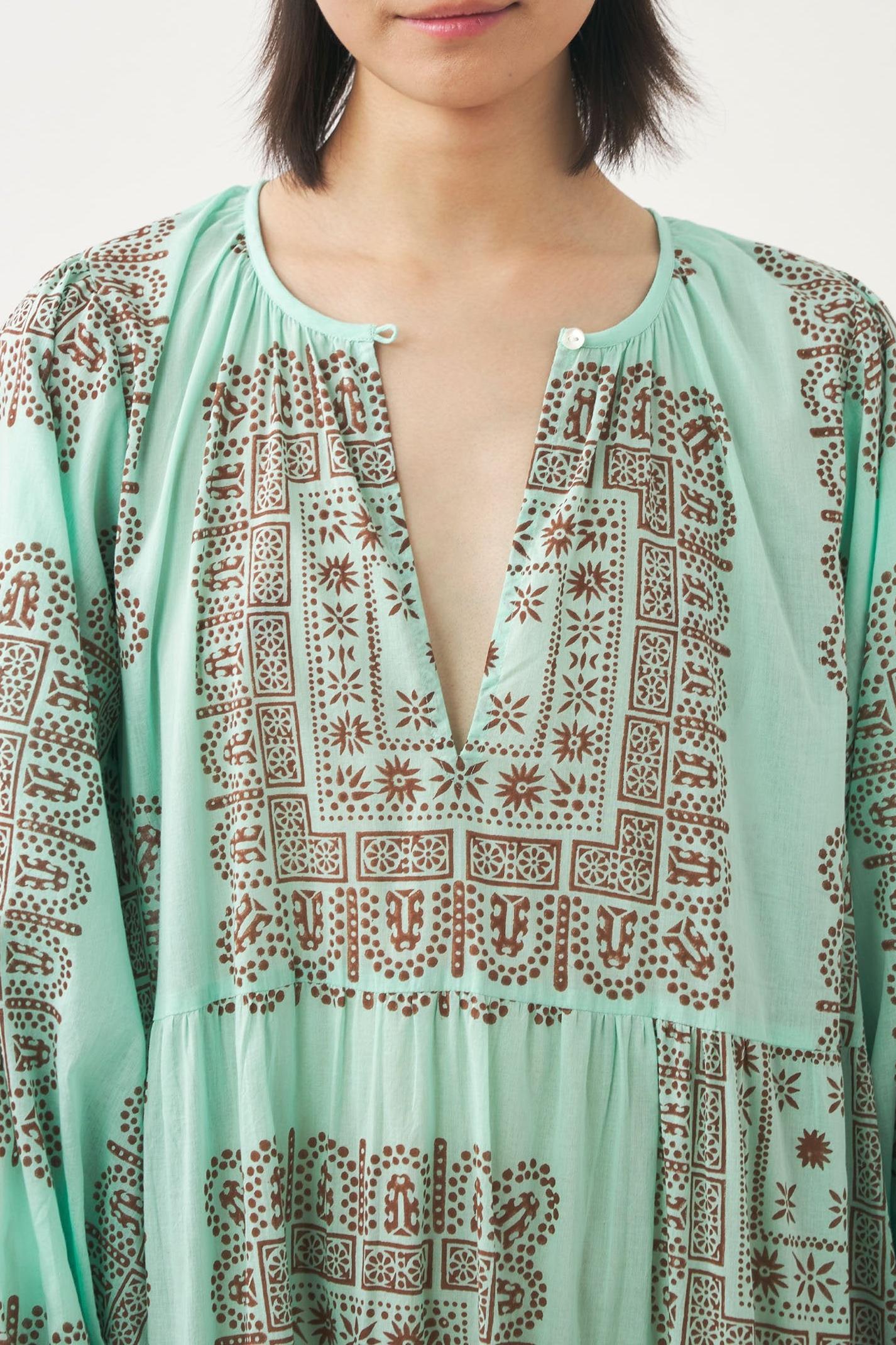 Cotton voile print maxi dress Nalii