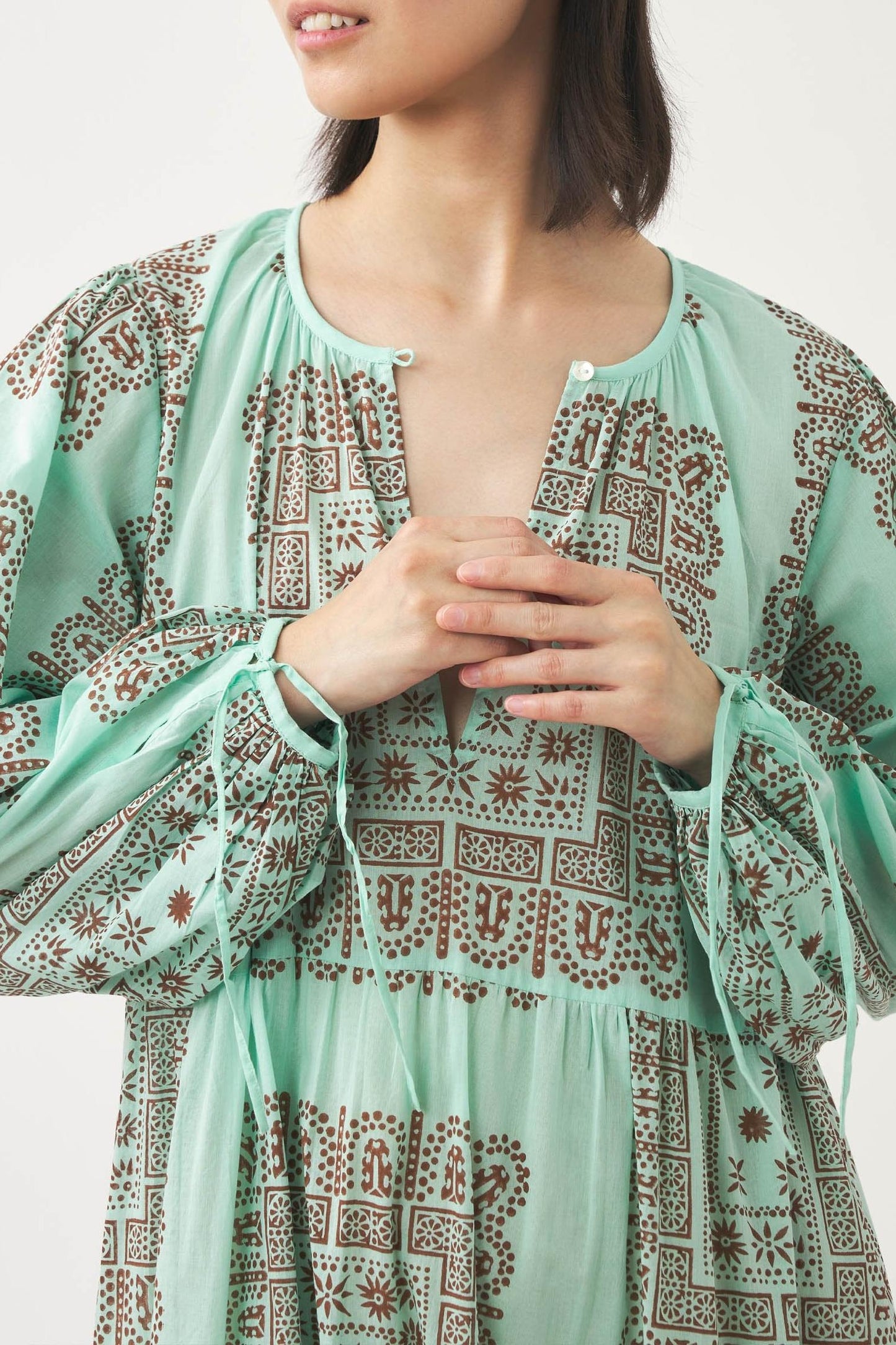 Cotton voile print maxi dress Nalii