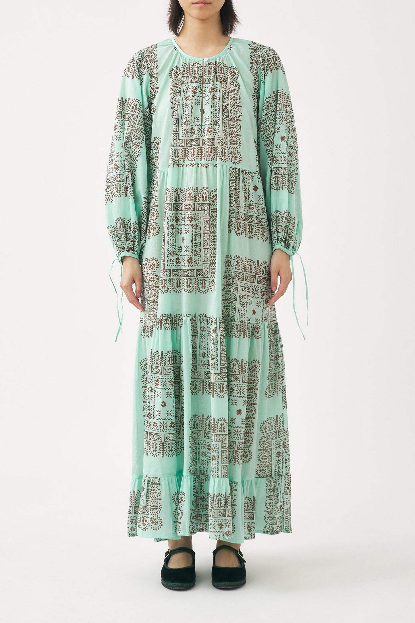Cotton voile print maxi dress Nalii