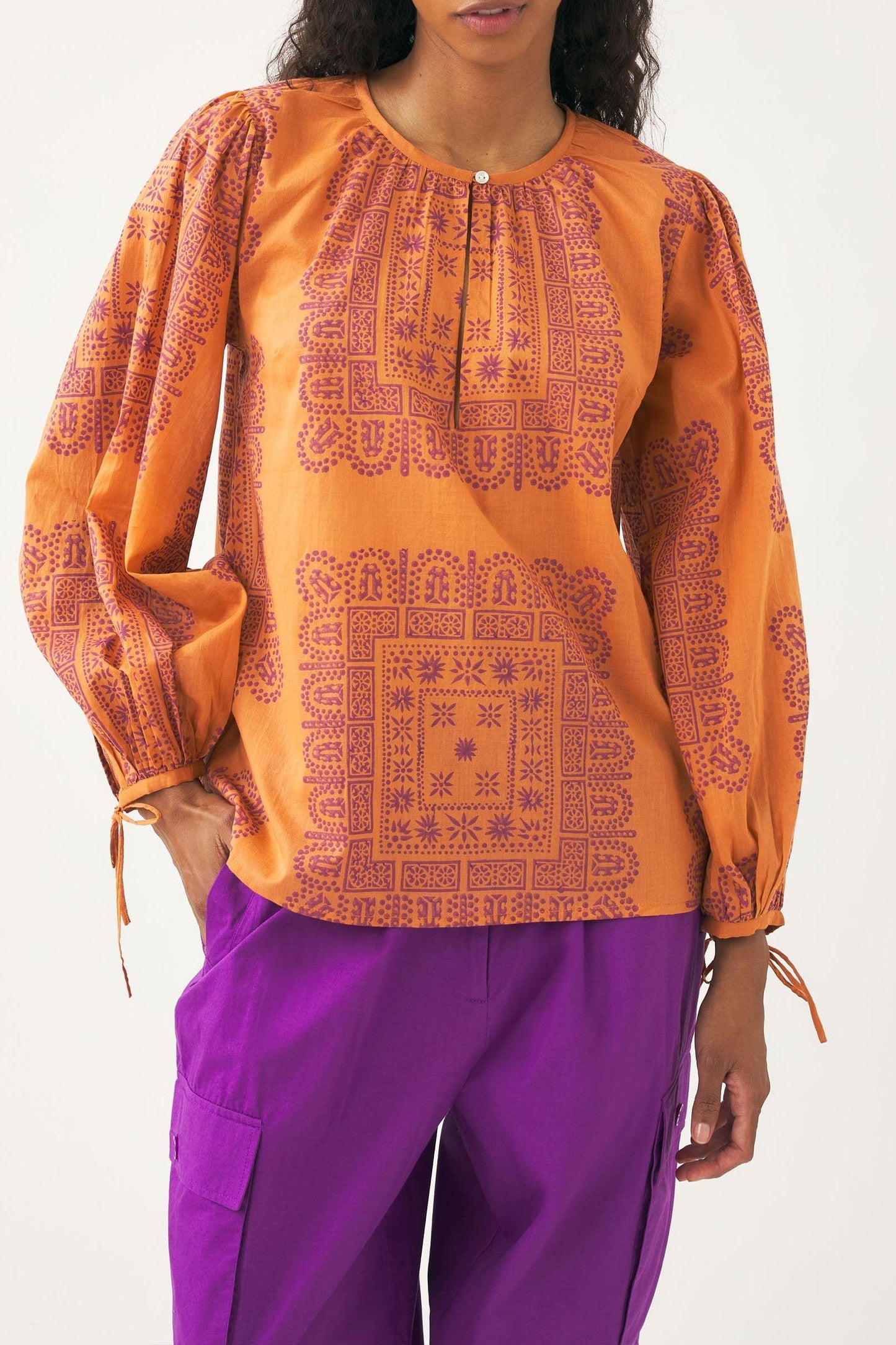 Cotton voile print blouse Nalii
