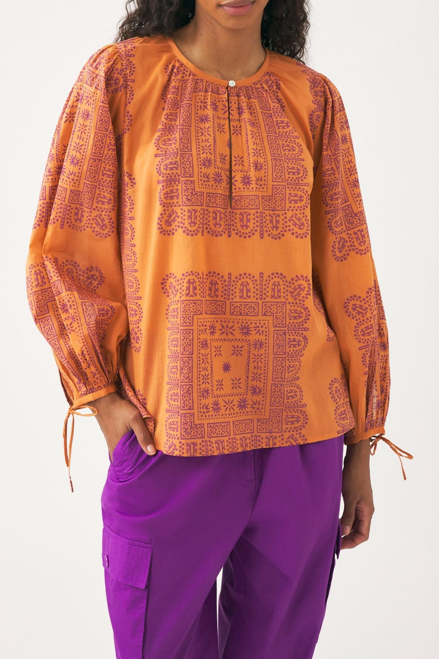 Cotton voile print blouse Nalii