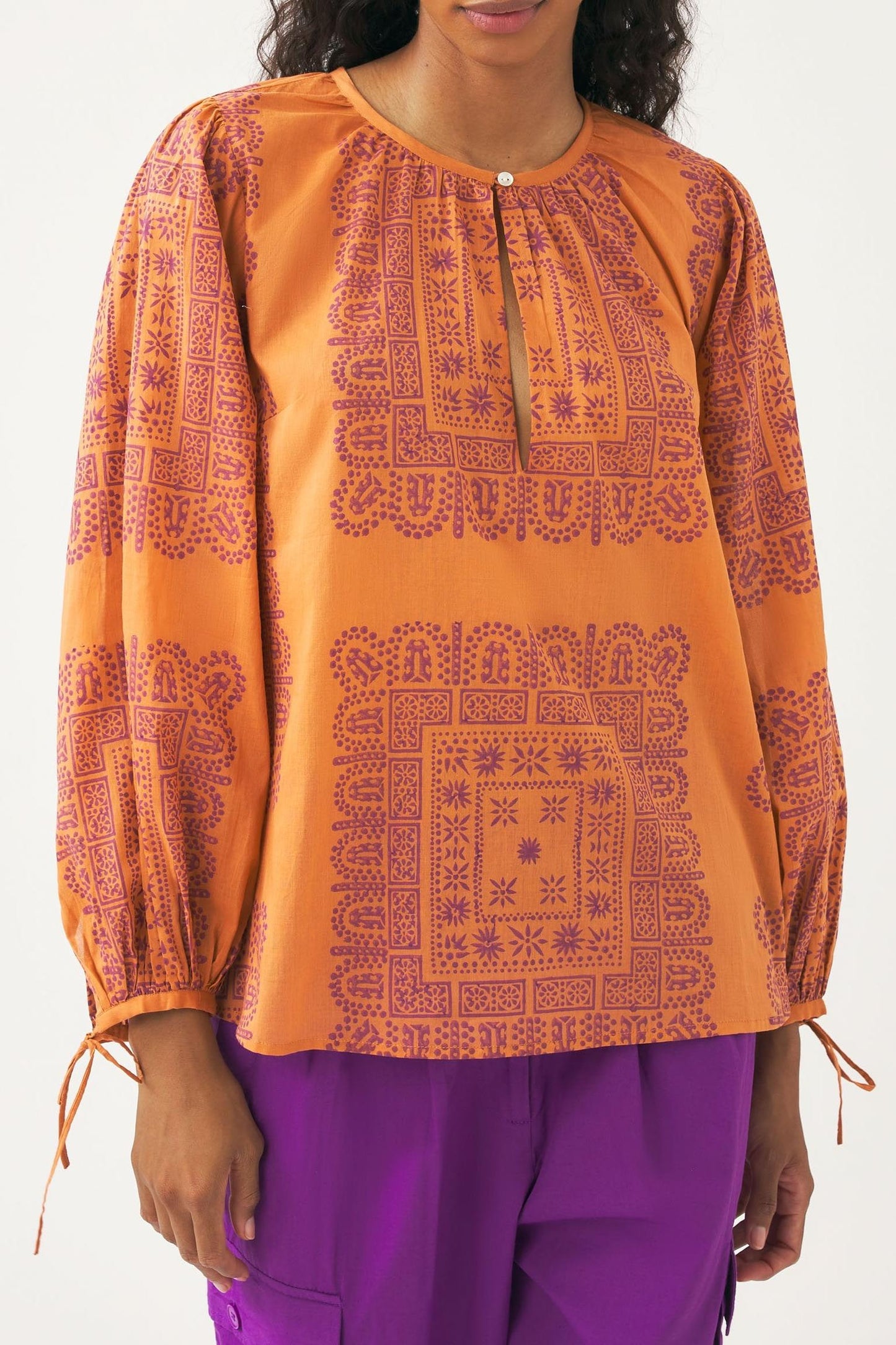 Cotton voile print blouse Nalii