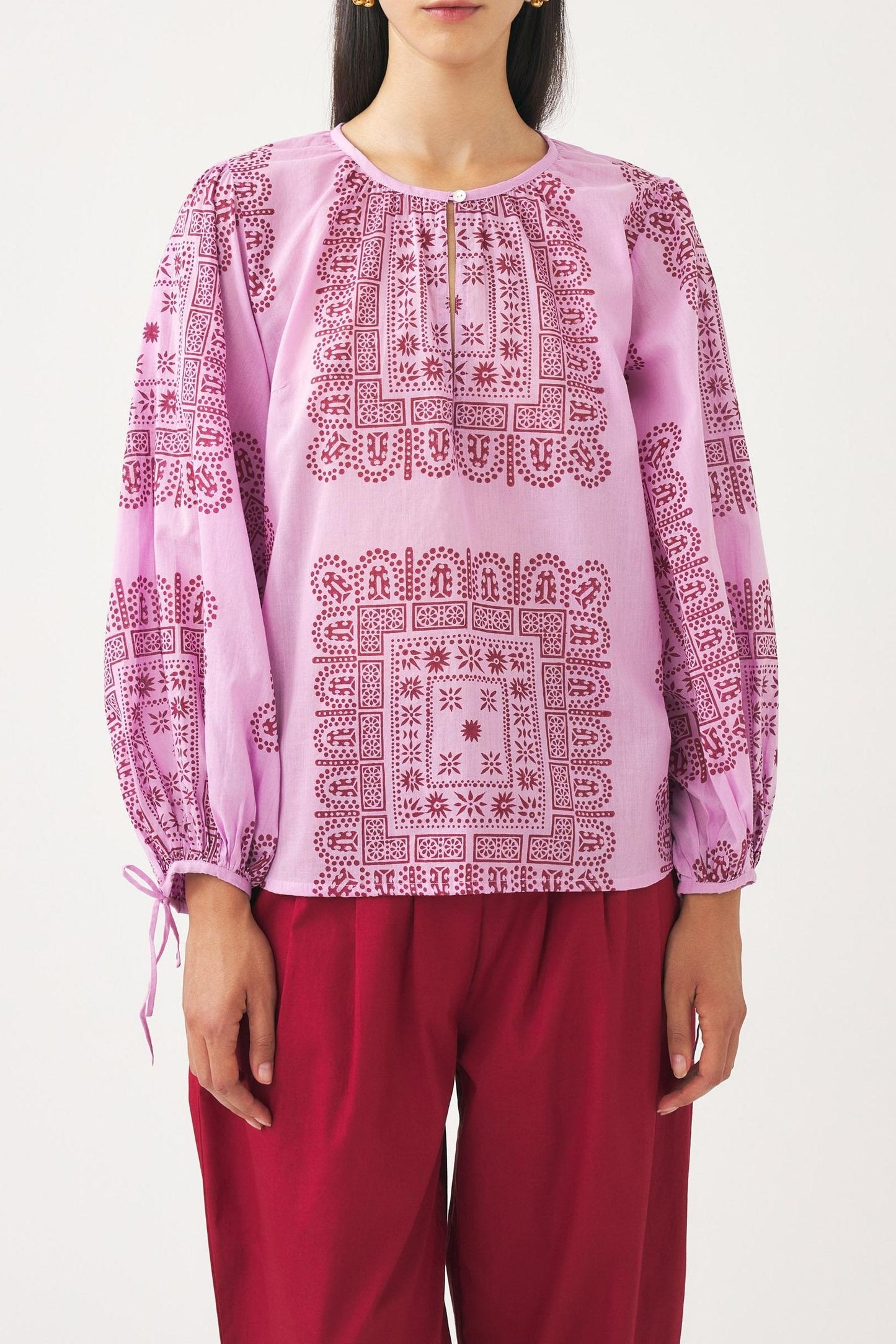 Cotton voile print blouse Nalii