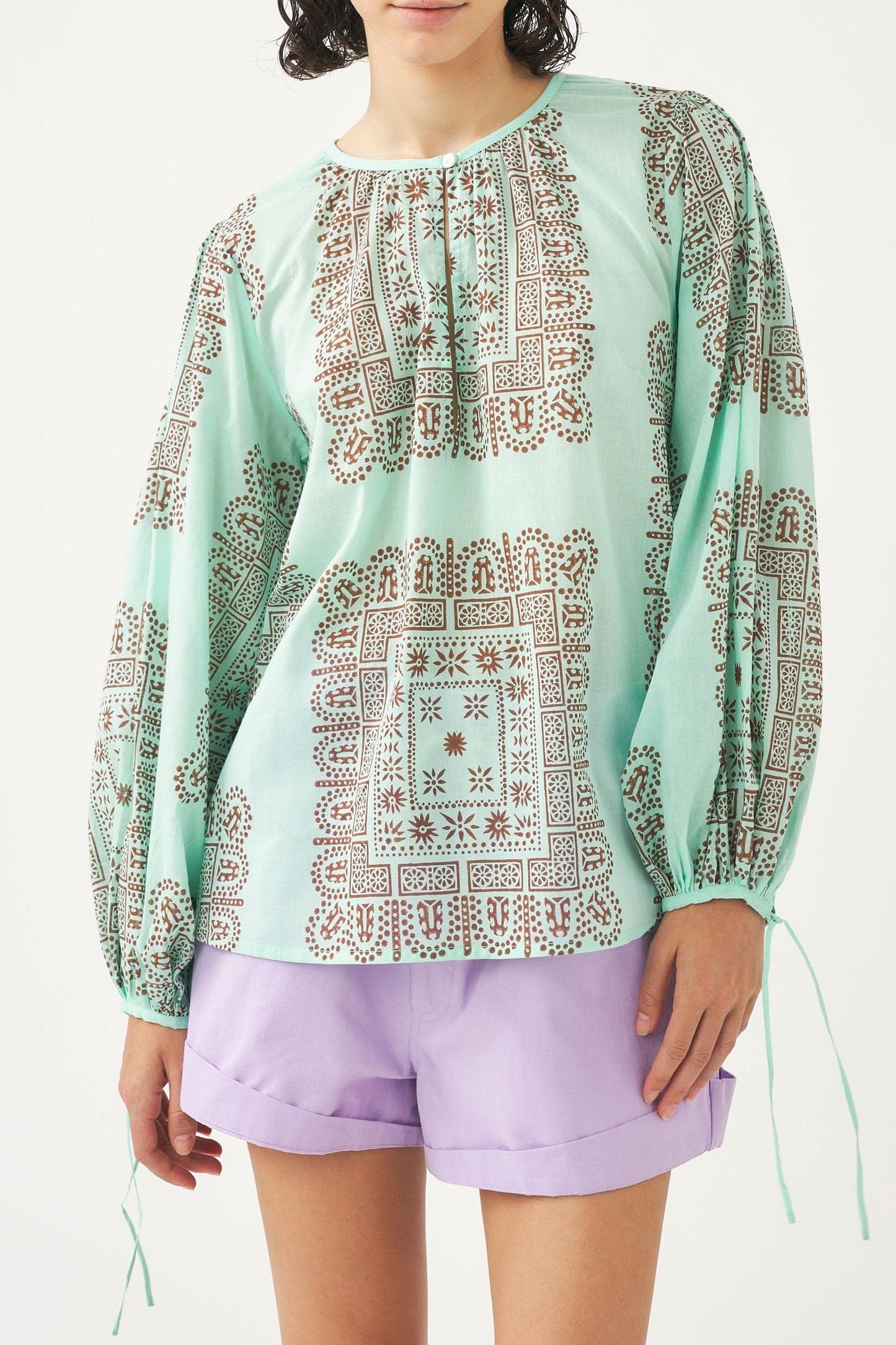 Cotton voile print blouse Nalii