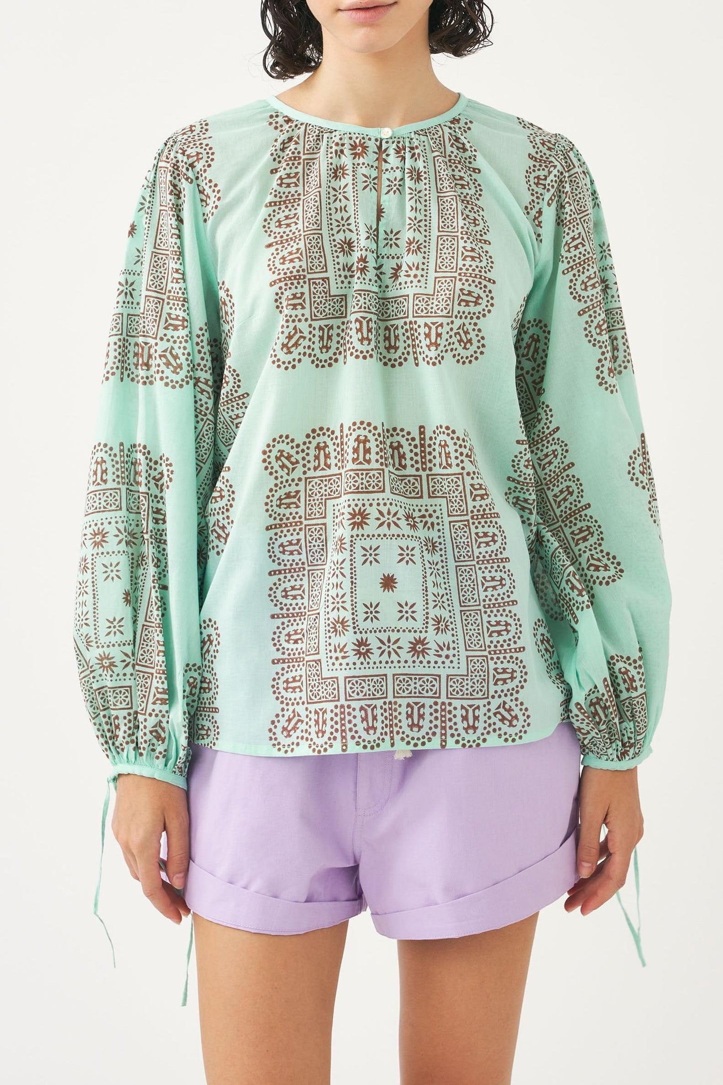 Cotton voile print blouse Nalii